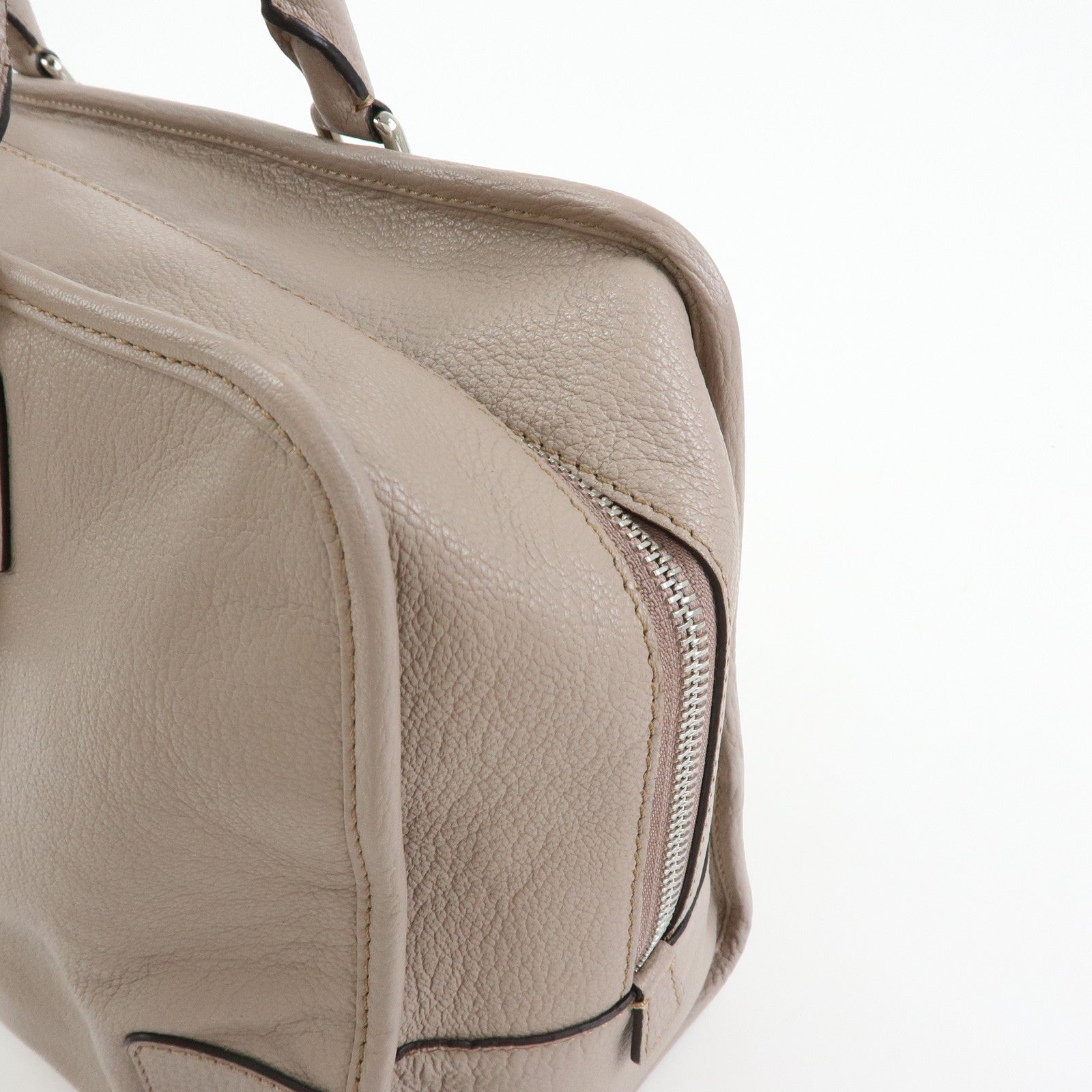 LOEWE Amazona 36 Anagram Leather Hand Bag Boston Bag Beige