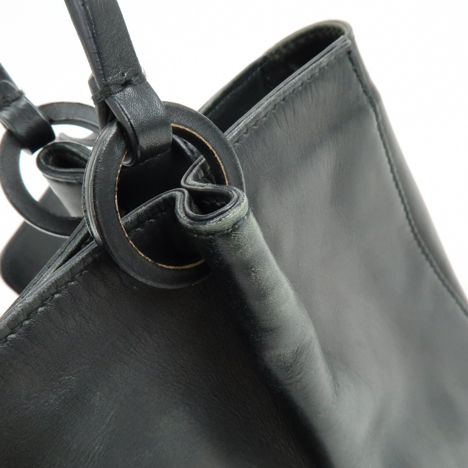GUCCI Leather Tote Bag Shoulder Bag Hand Bag Black 94898