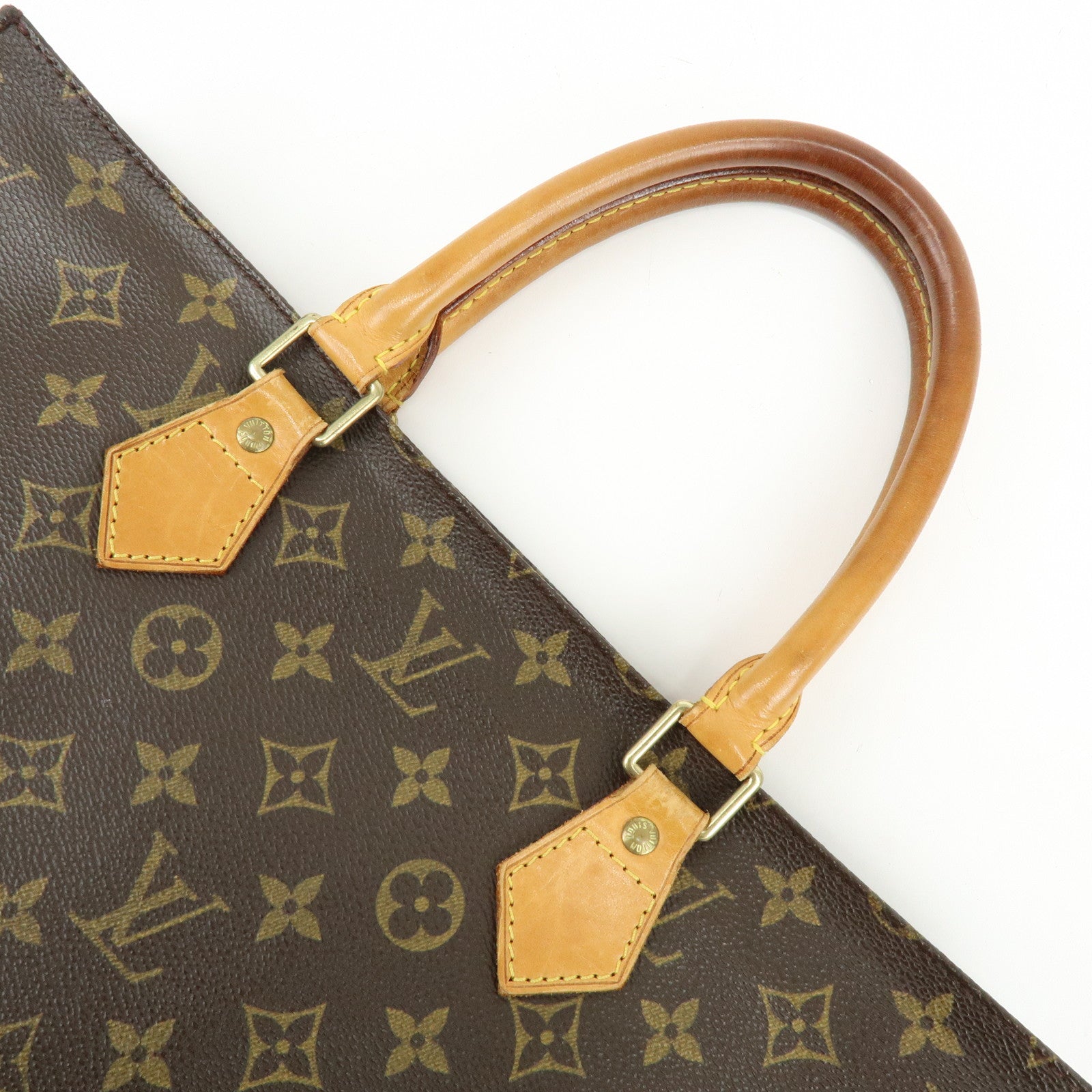 Louis Vuitton Monogram Sac Plat Tote Bag Hand Bag Brown M51140