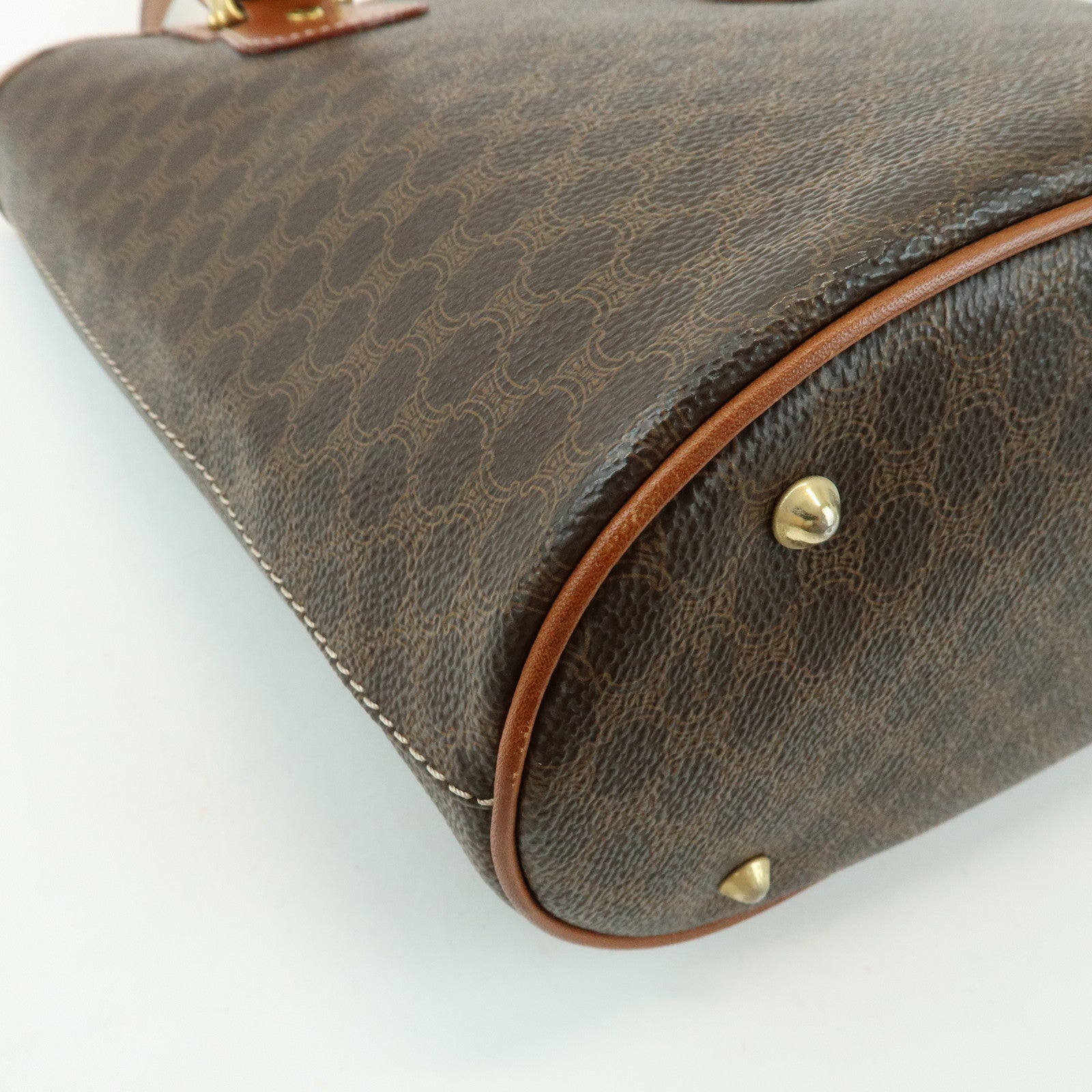 CELINE Macadam PVC Leather Tote Bag Hand Bag Brown