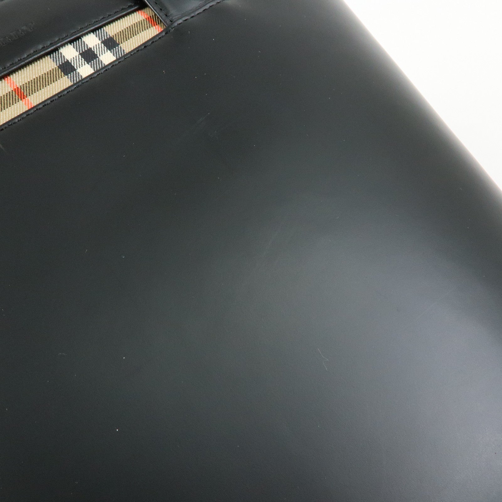 BURBERRY Nova Plaid Leather Canvas Tote Bag Hand Bag Black