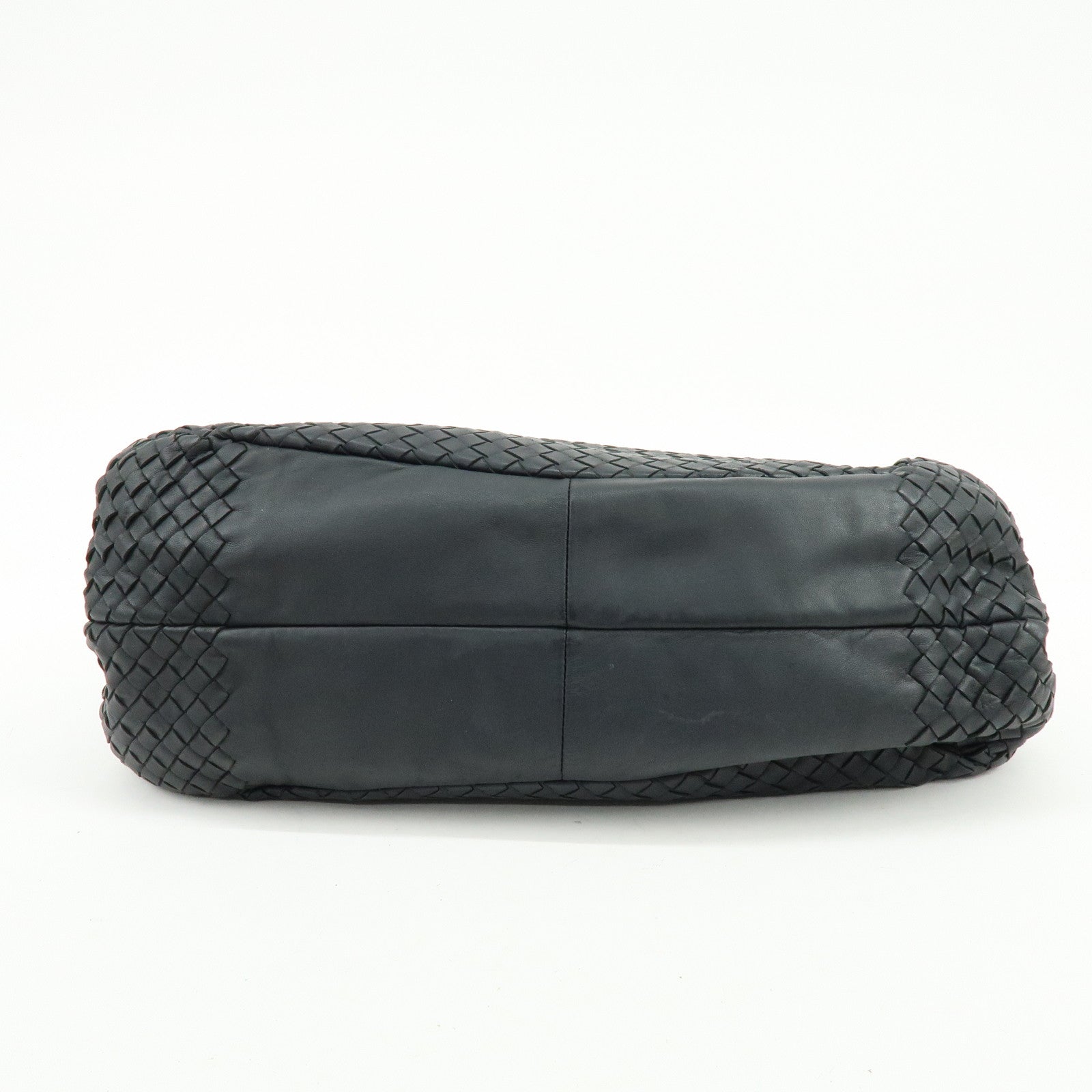 BOTTEGA VENETA Intrecciato Campana Leather Shoulder Bag Hand Bag Black