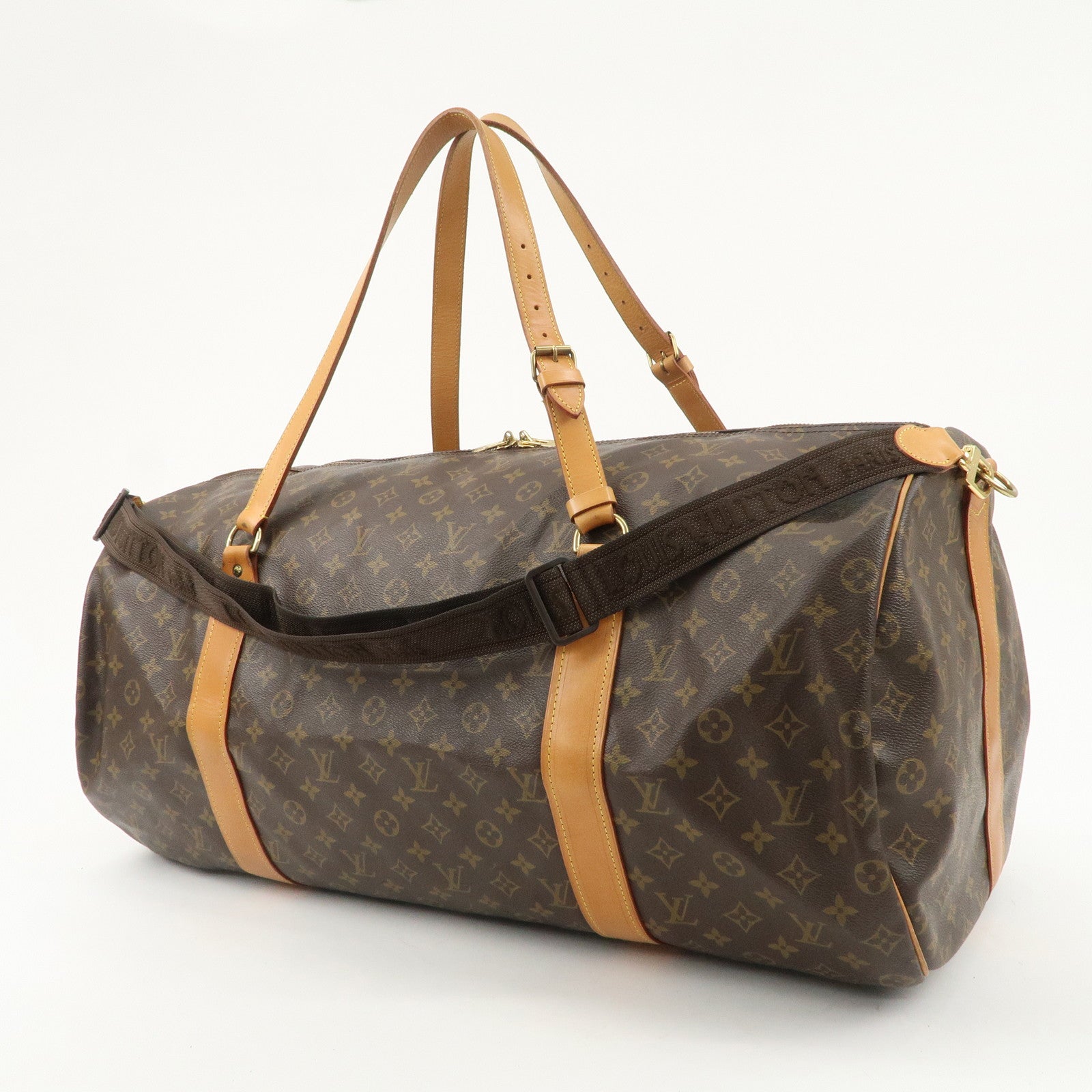 Louis Vuitton Monogram Sac Polochon Boston Bag Brown M41222 Used