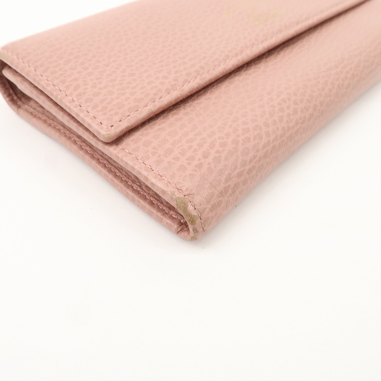 GUCCI Swing Leather Continental Wallet Long Wallet Pink 376186 Used