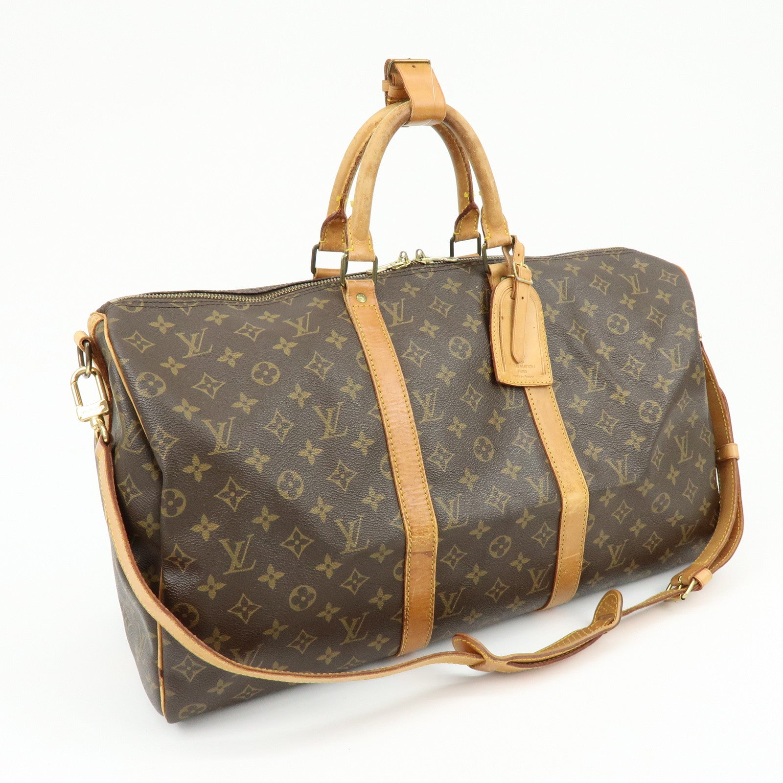 Louis Vuitton Monogram Keep All Bandouliere 50 Boston Bag Brown M41416