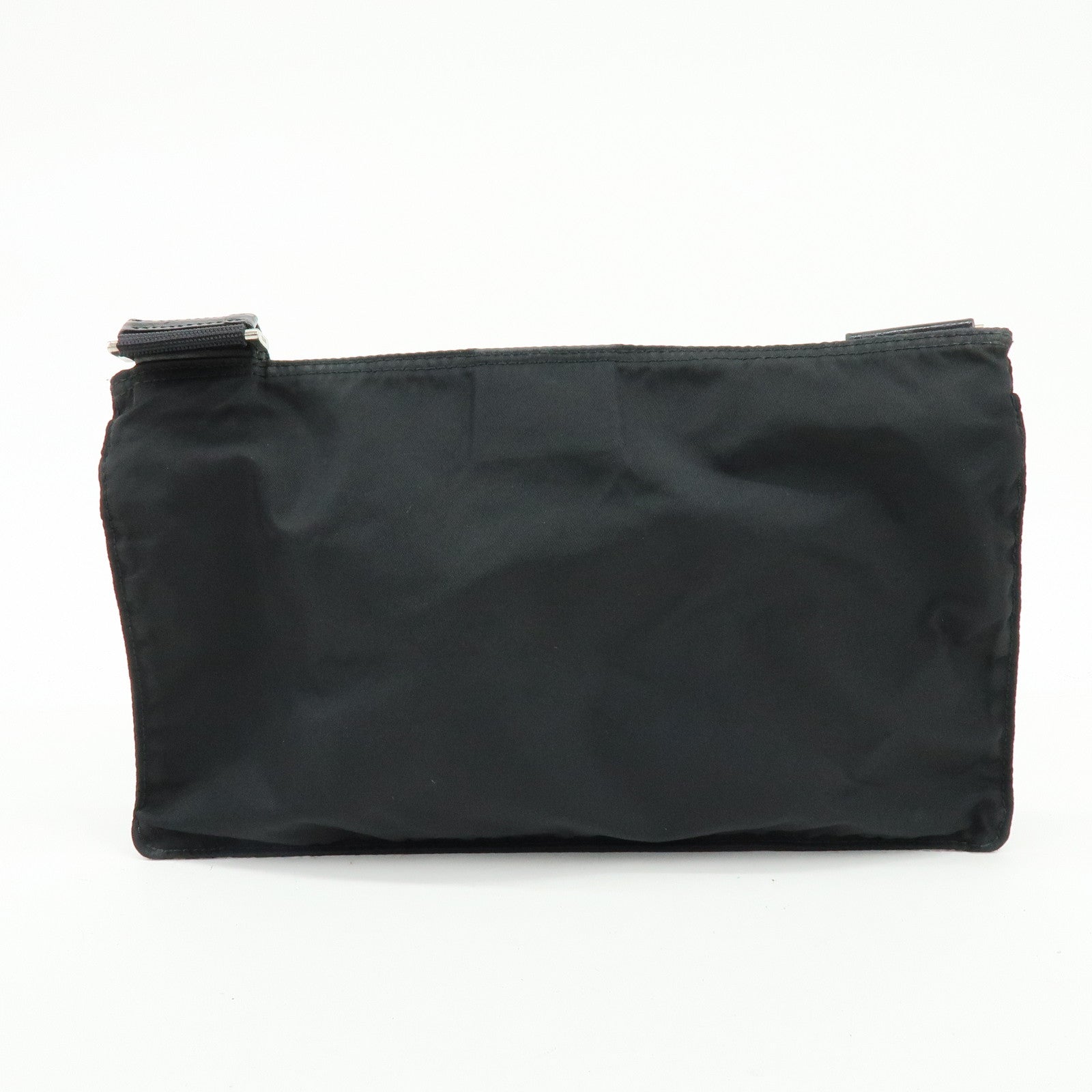 PRADA Triangle Logo Nylon Leather Shoulder Crossbody Bag Black