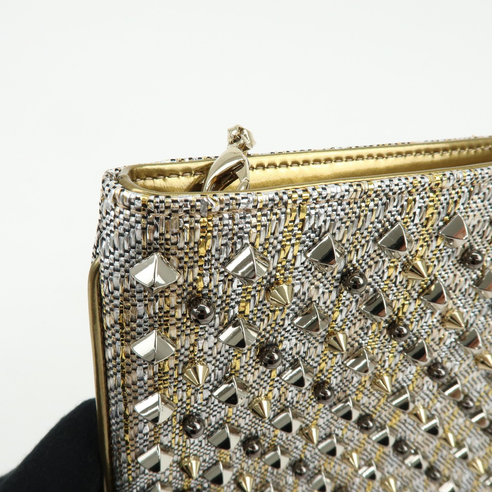 Christian Louboutin Glitter Patent Leather 2Way Bag Shoulder Bag Gold
