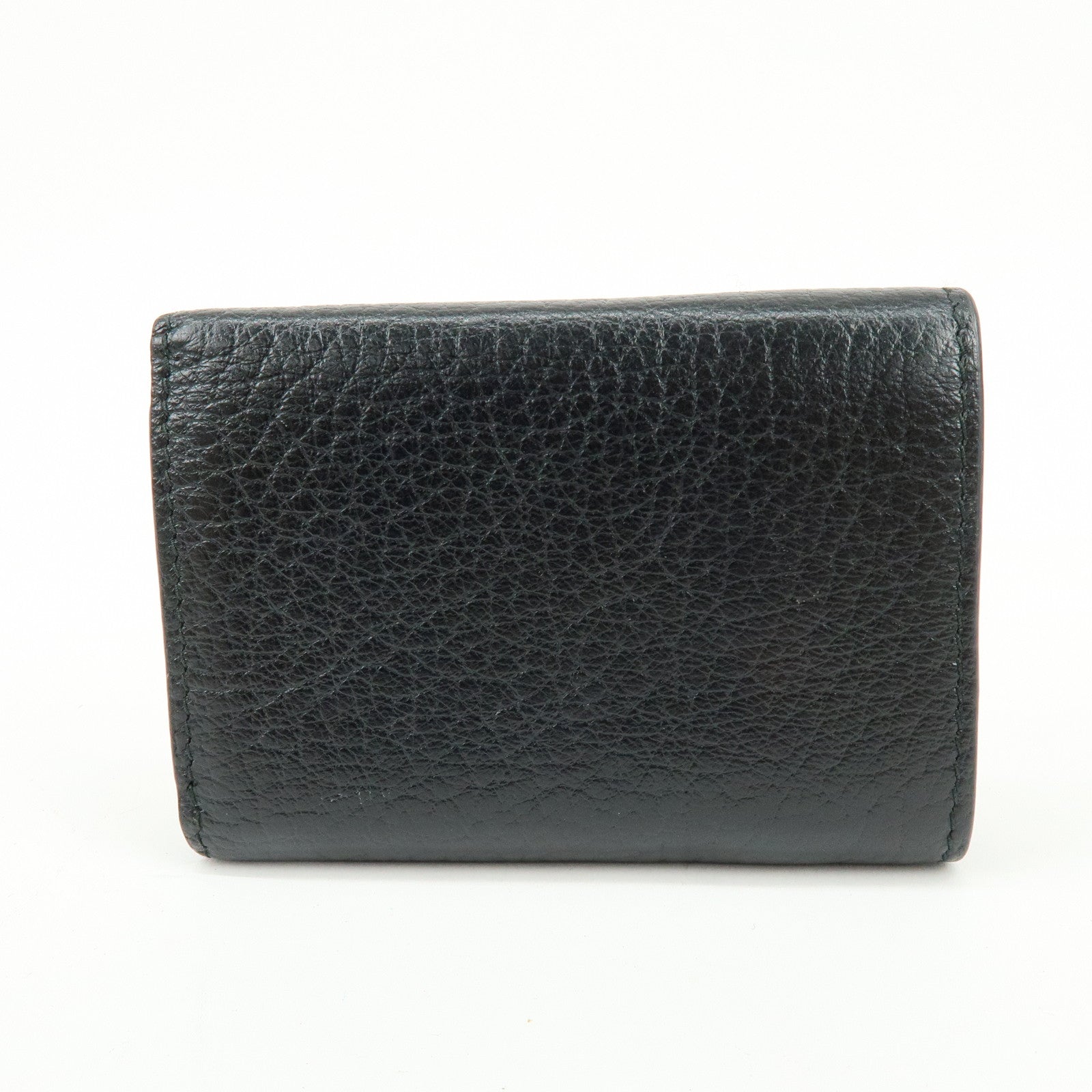 MIU MIU Logo Madras Leather Tri-fold Compact Wallet Red Black 5MH020