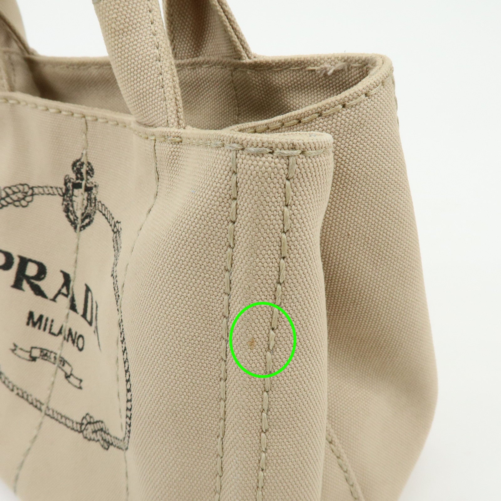 PRADA Triangle Logo Canapa Mini Canvas 2Way Bag Hand Bag Beige 1BG439