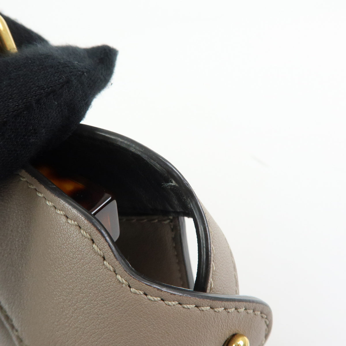 FENDI Peek a Boo ISeeU Small Leather 2Way Bag Hand Bag Greige 8BN327