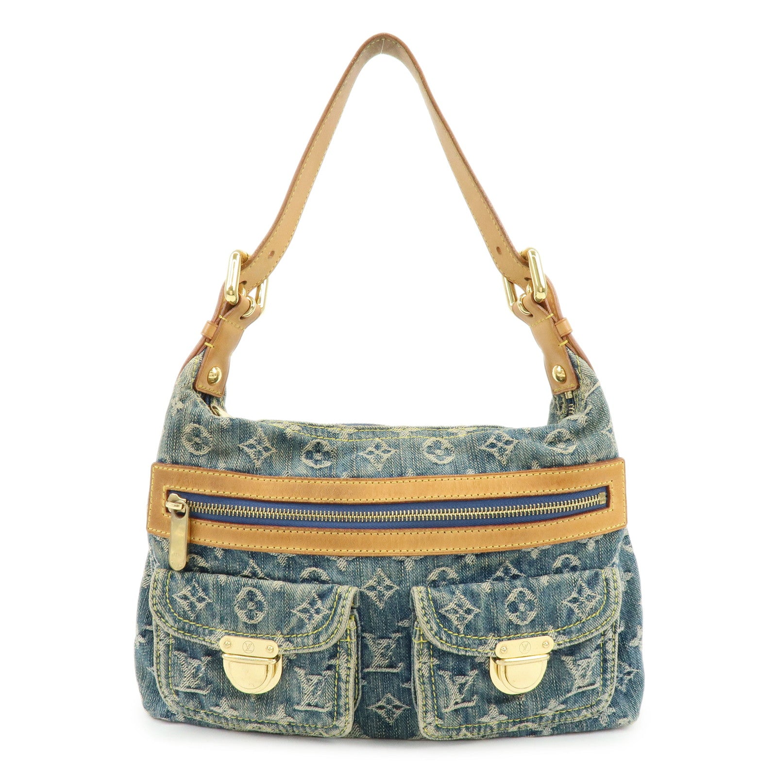 Louis Vuitton Monogram Denim Baggy PM 2Way Bag Shoulder Bag Blue M95049
