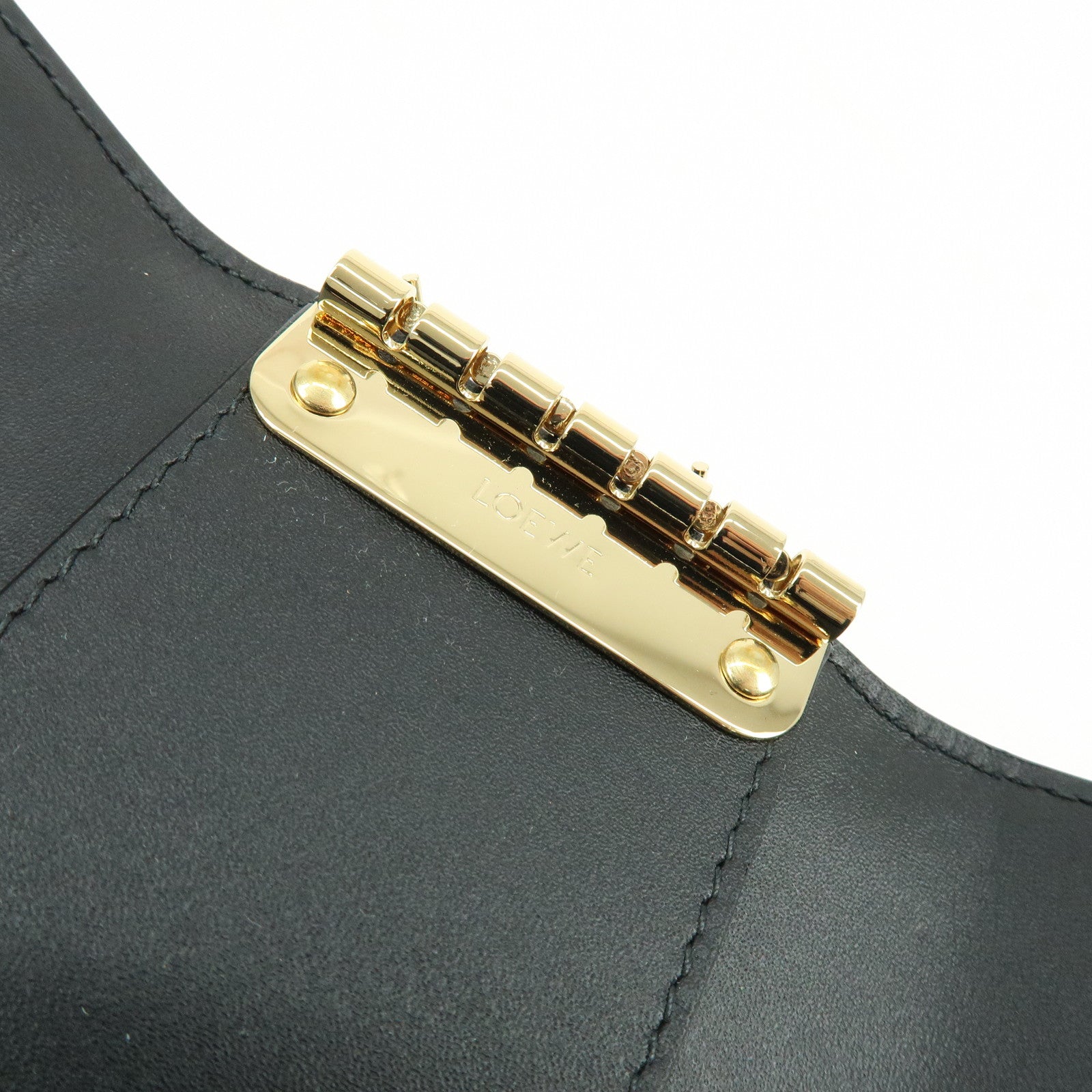 LOEWE Repeat Anagram Calf Leather 6 Ring Key Case Key Holder Black