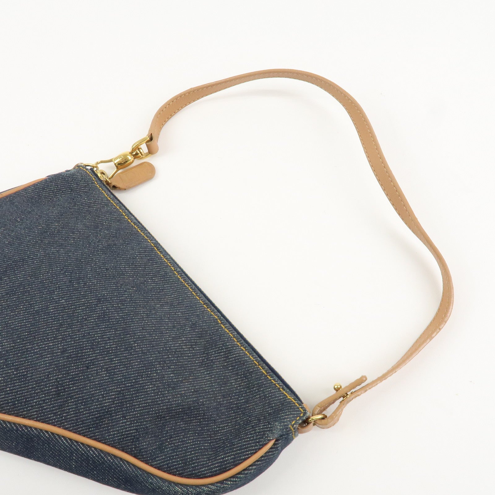 Christian Dior Saddle Pouch Denim Leather Hand Bag Shoulder Bag Indigo Used