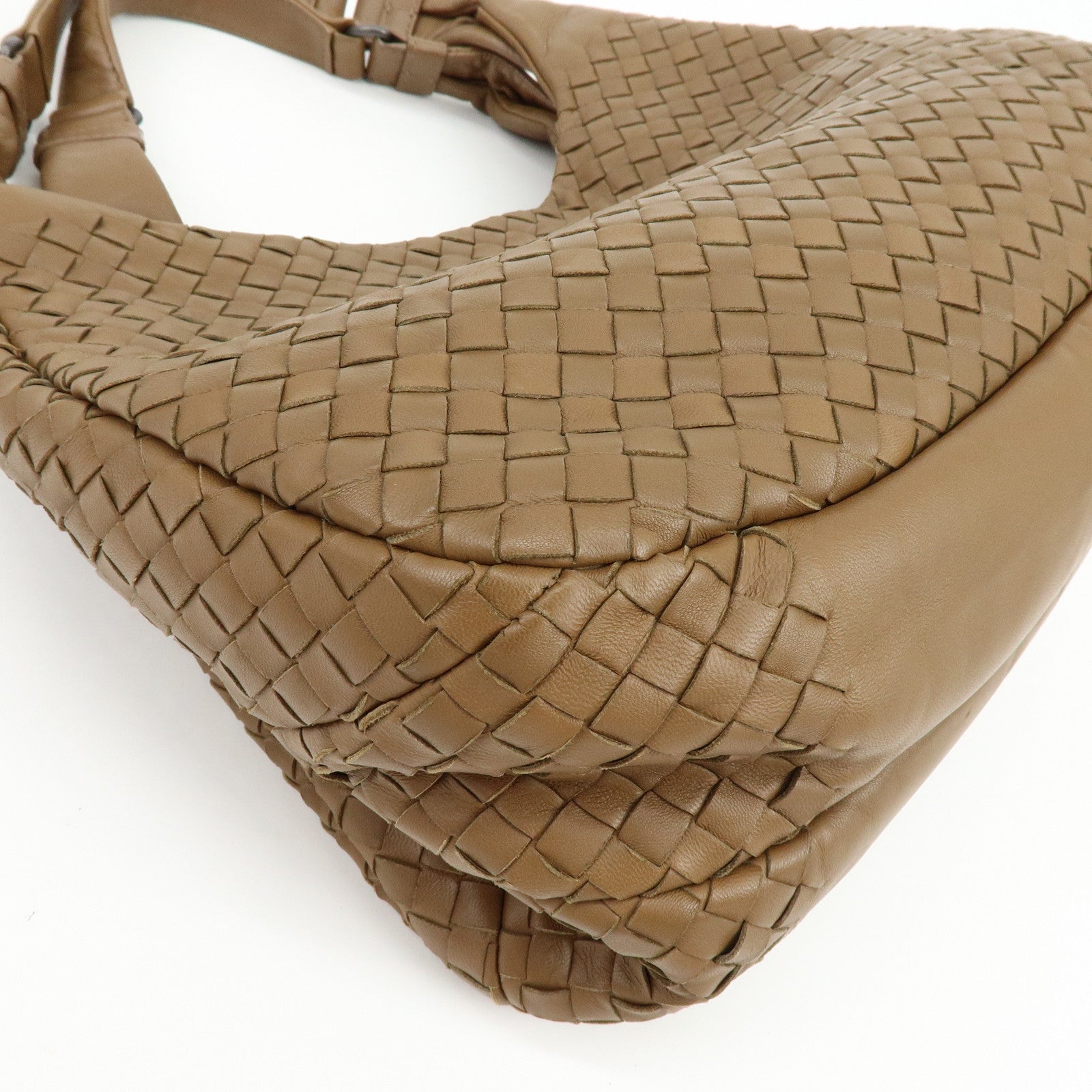 BOTTEGA VENETA Intrecciato Campana Leather Shoulder Bag Brown 125787