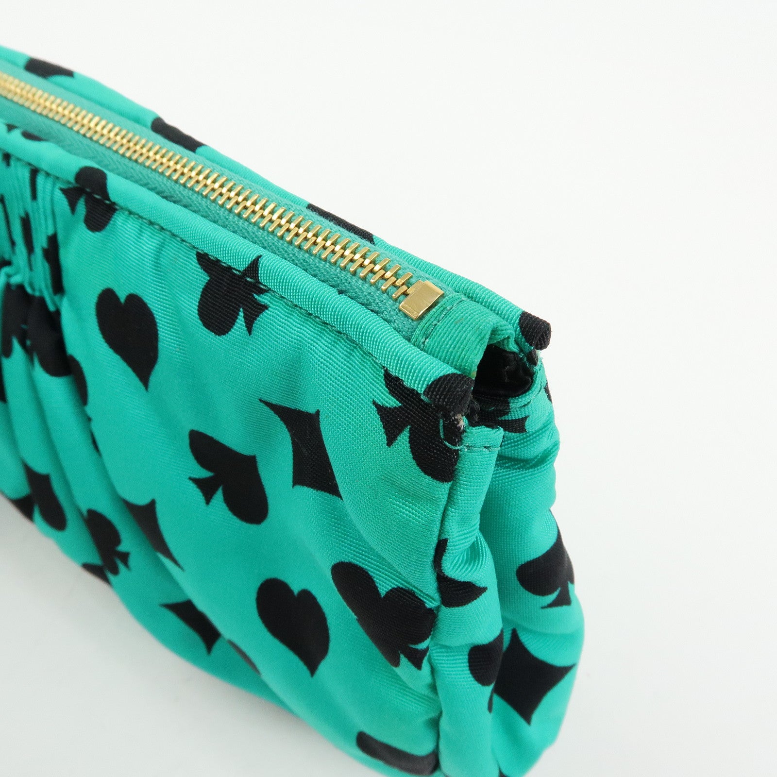 MIU MIU Nylon Playing Card Print Clutch Bag Cosmetic Pouch Green