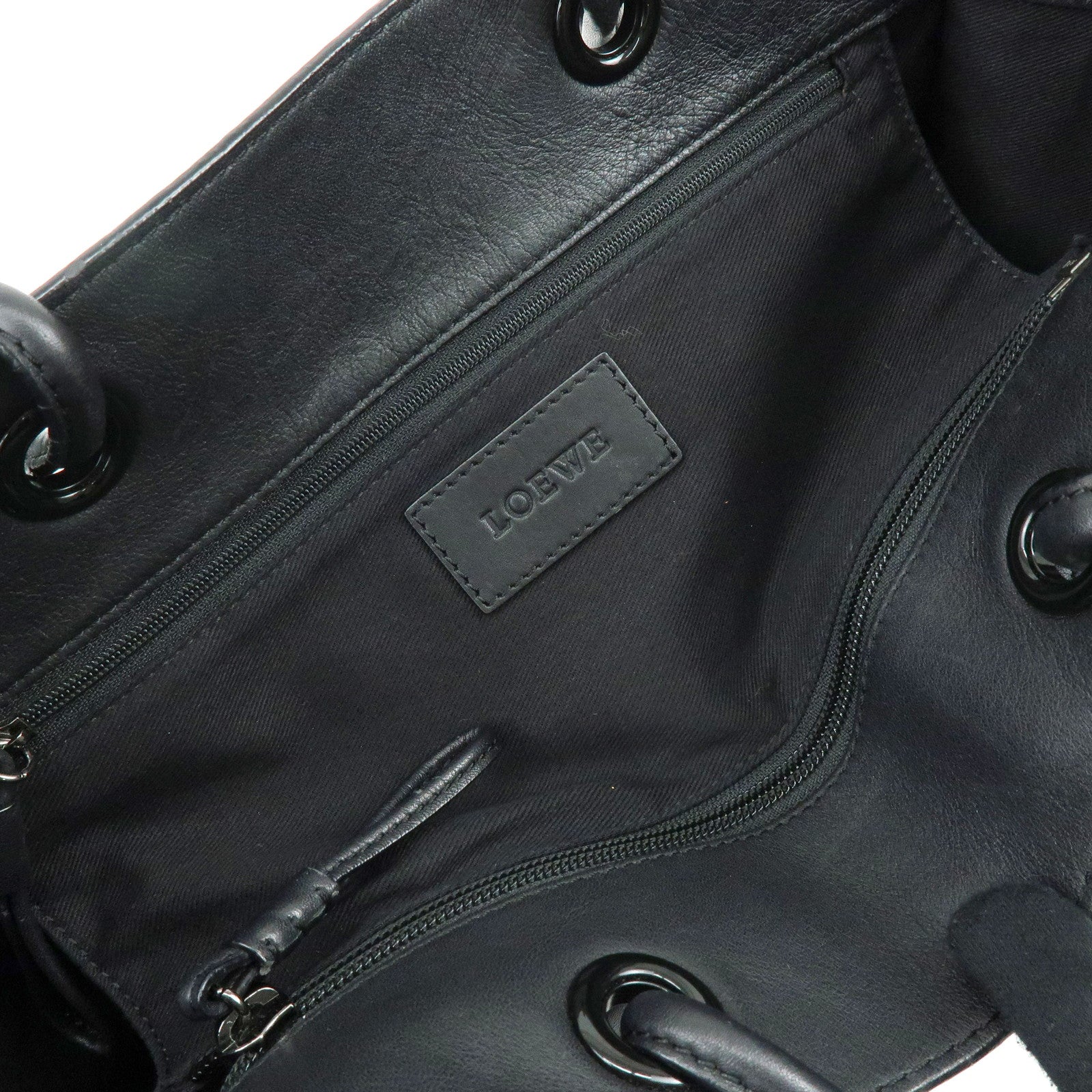 LOEWE Crown Logo Shopper Tote Leather Shoulder Bag Tote Bag Black