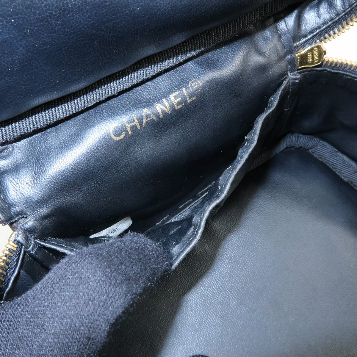 CHANEL Bicolore COCO Mark Calf Leather Vanity Bag Black A01618