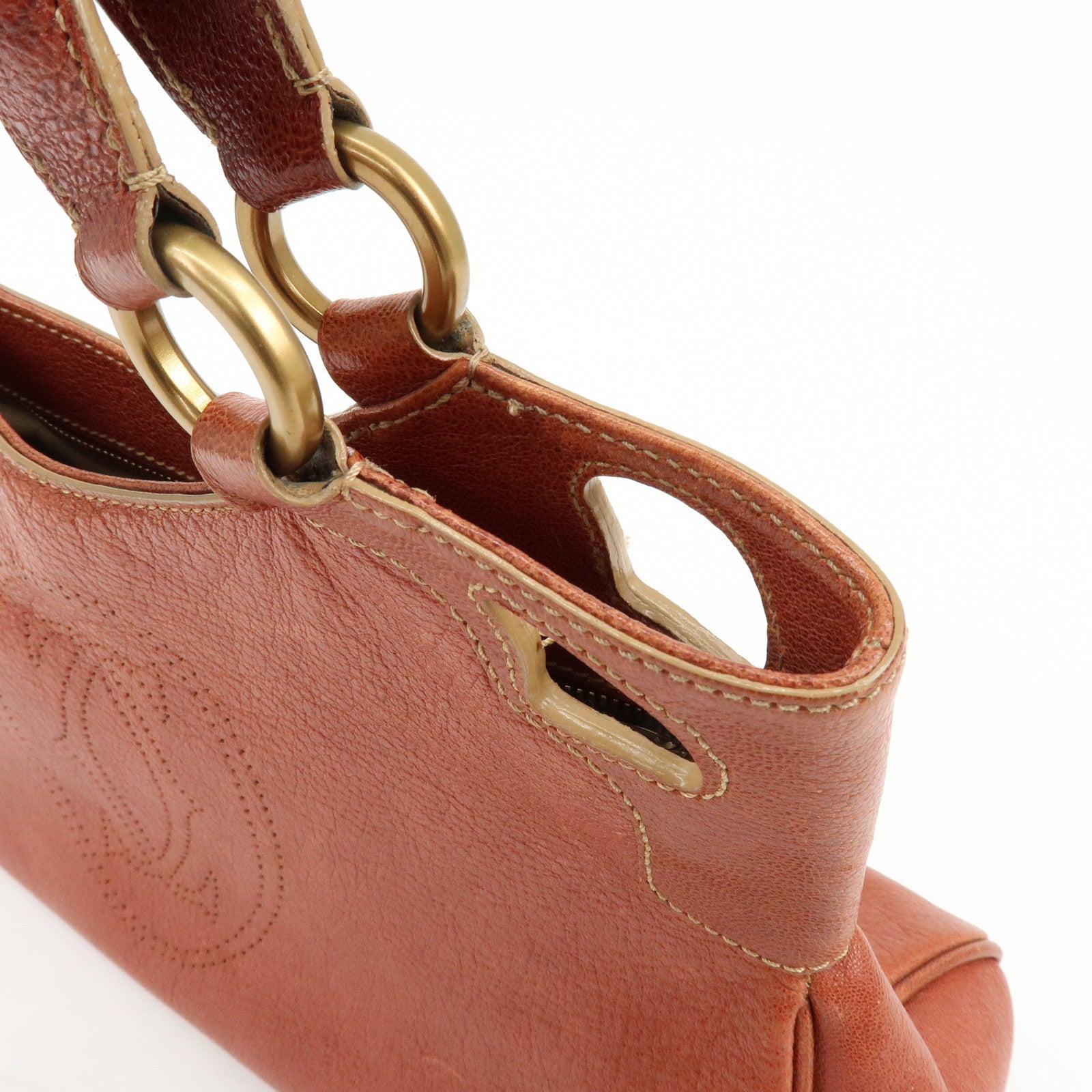 Cartier Marcello de Cartier Leather Hand Bag Tote Bag Brown