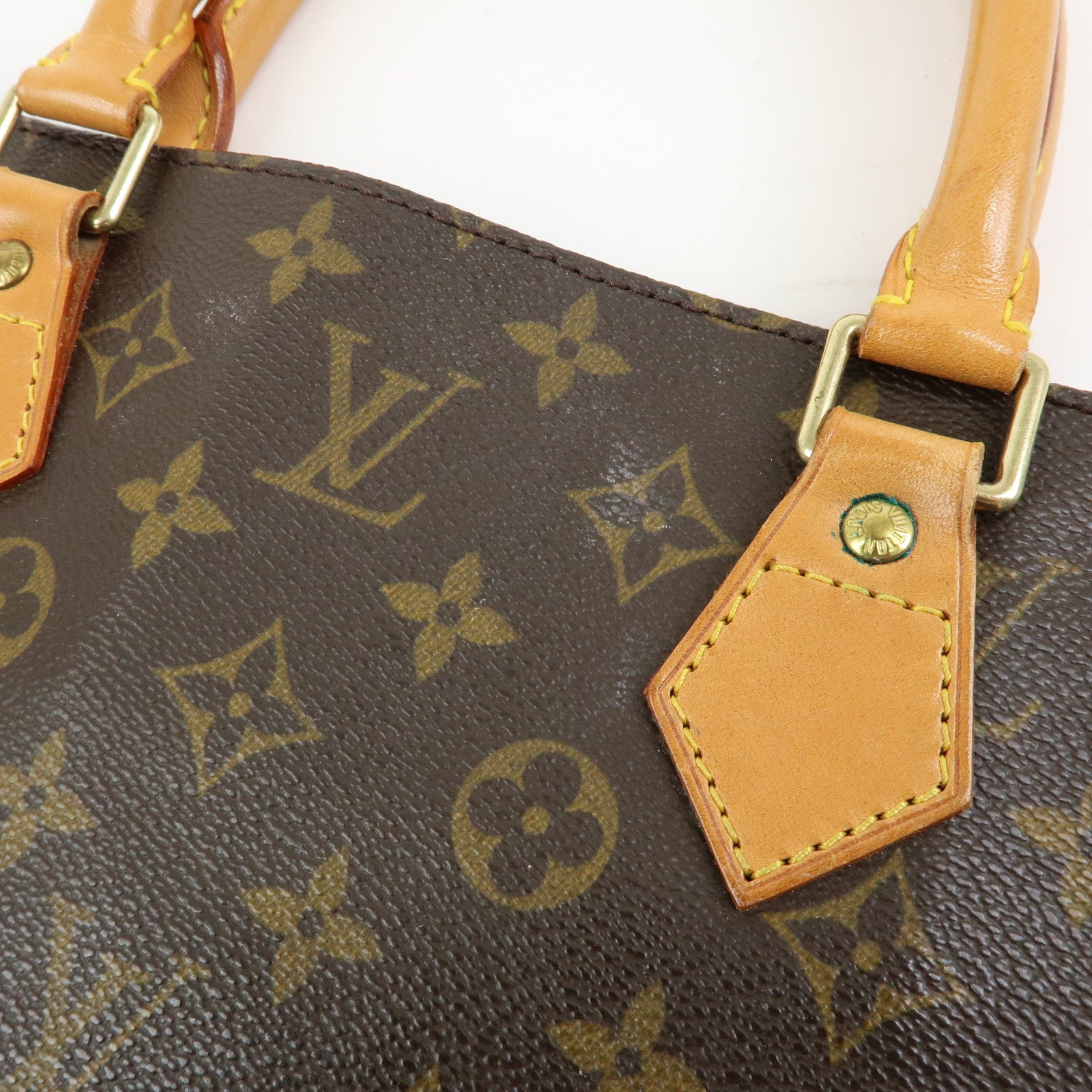 Louis Vuitton Monogram Sac Plat Tote Bag Hand Bag Brown M51140