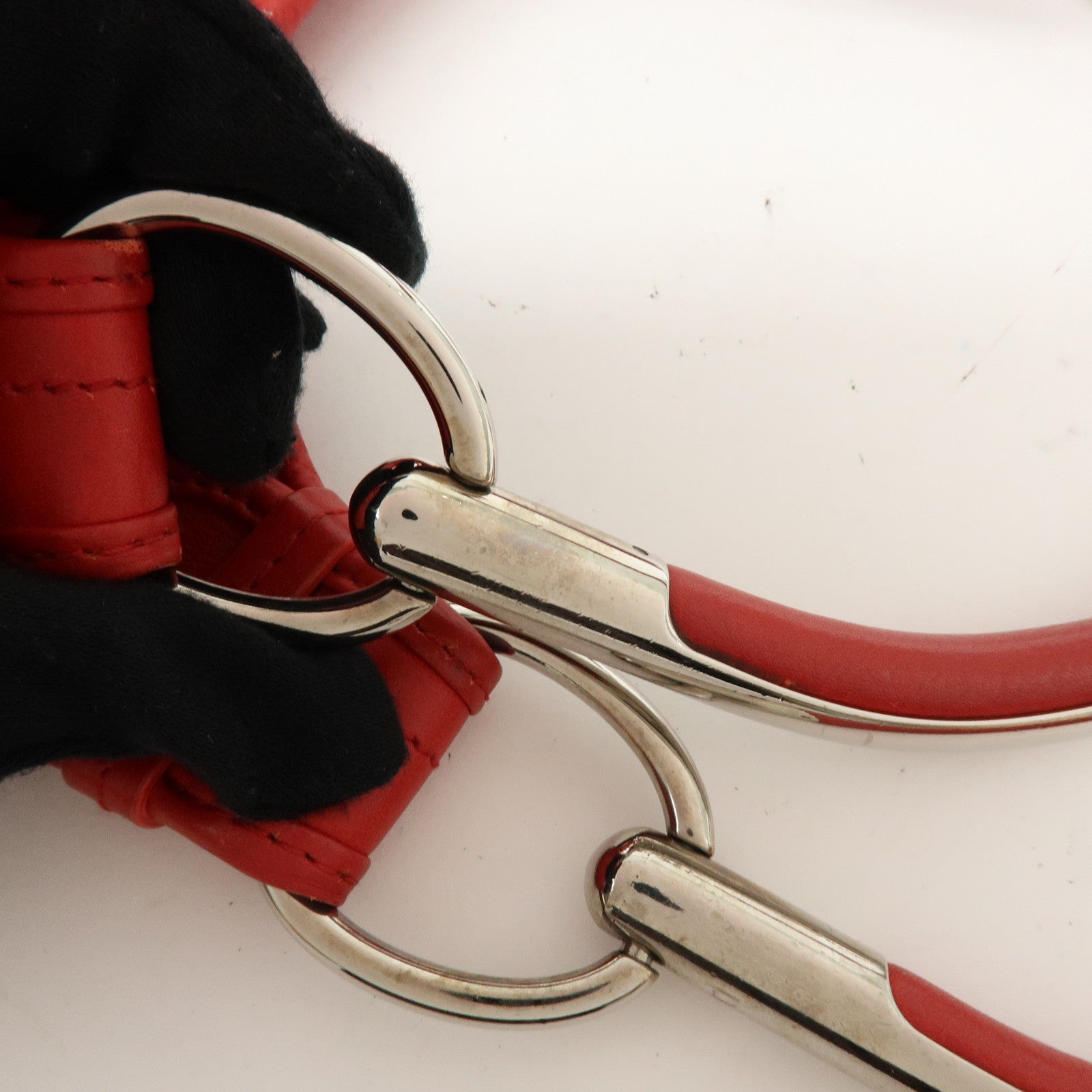 Christian Dior Leather Shoulder Bag Hand Bag D-charm Red