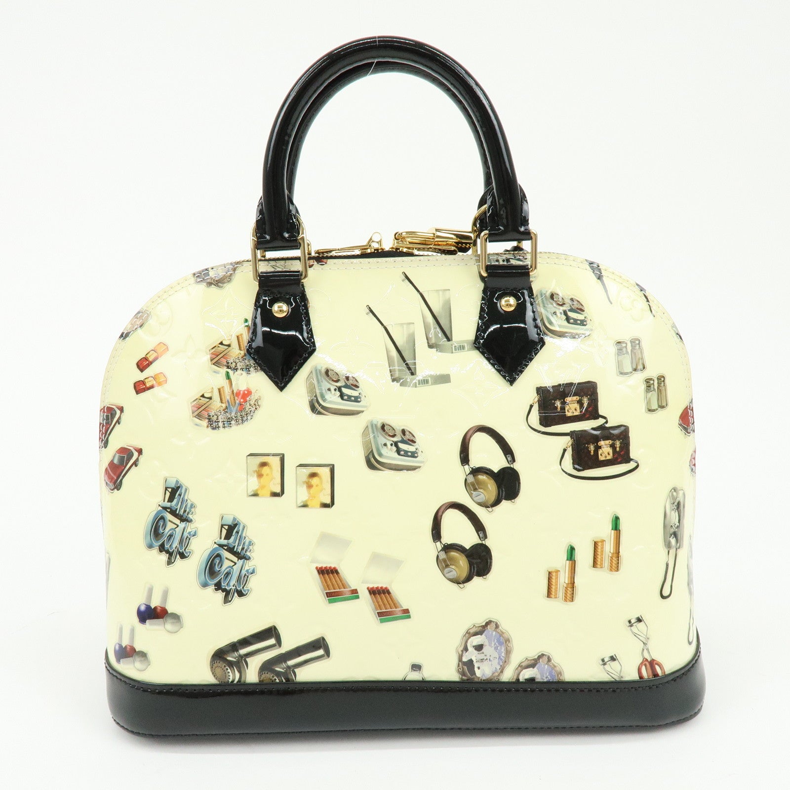 Louis Vuitton Monogram Vernis Sticker Alma PM Hand Bag Off White M50466