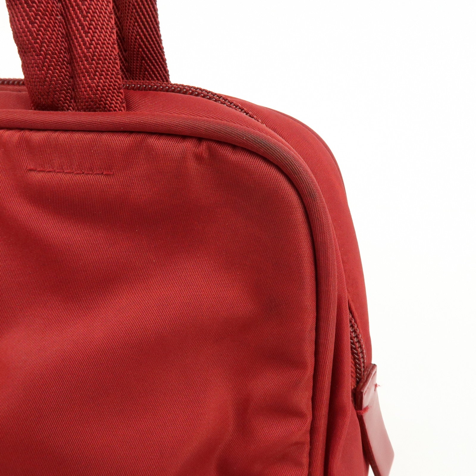 PRADA Triangle Logo Nylon Tote Bag Shoulder Bag Dial Lock Red