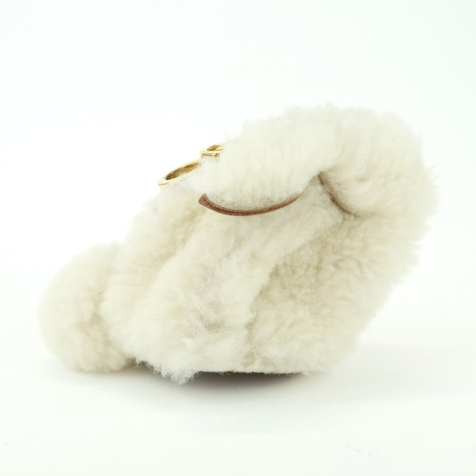 LOEWE Wool Leather Coin Case Bag Charm Rabbit White