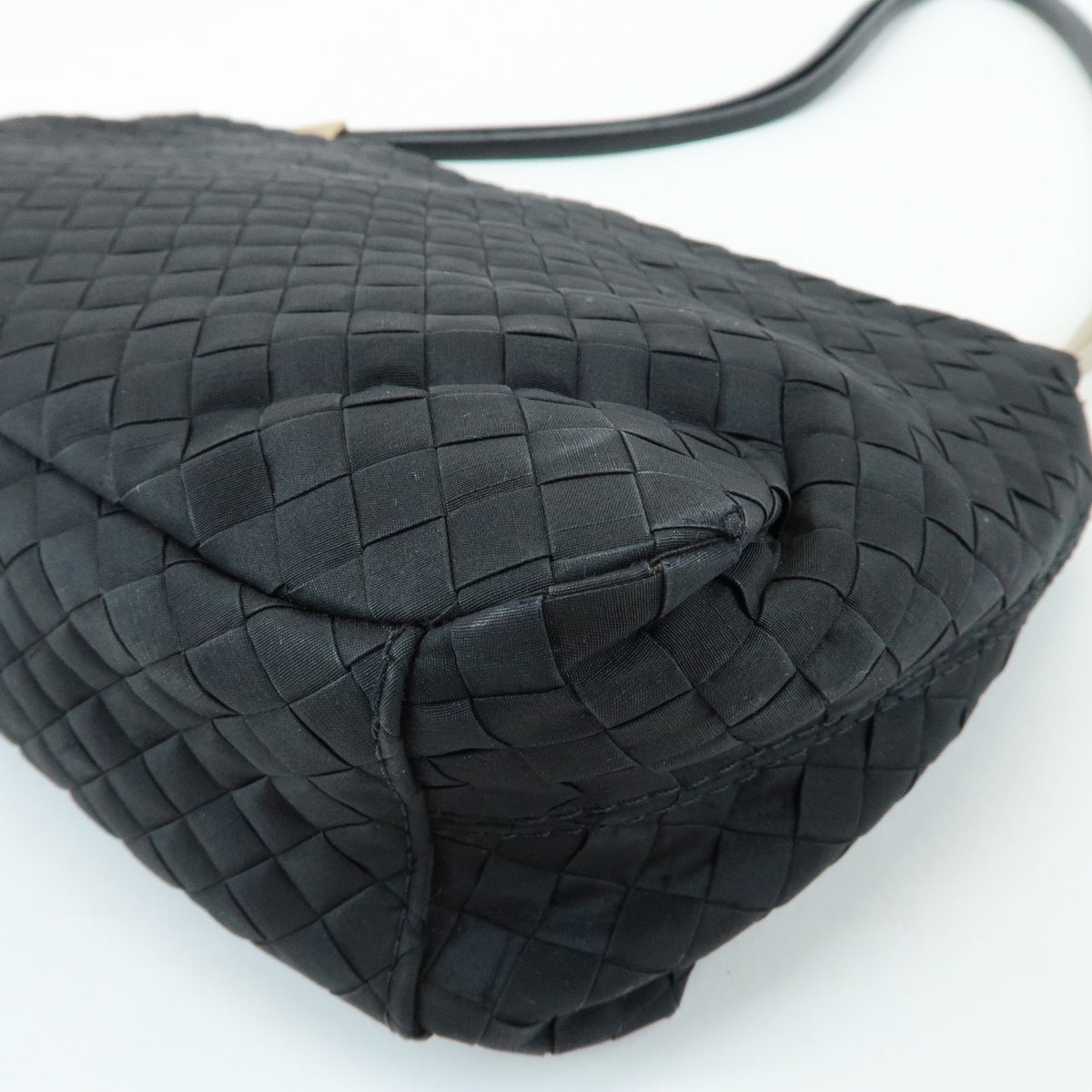 BOTTEGA VENETA Intrecciato Nylon Leather Shoulder Bag Hand Bag Black