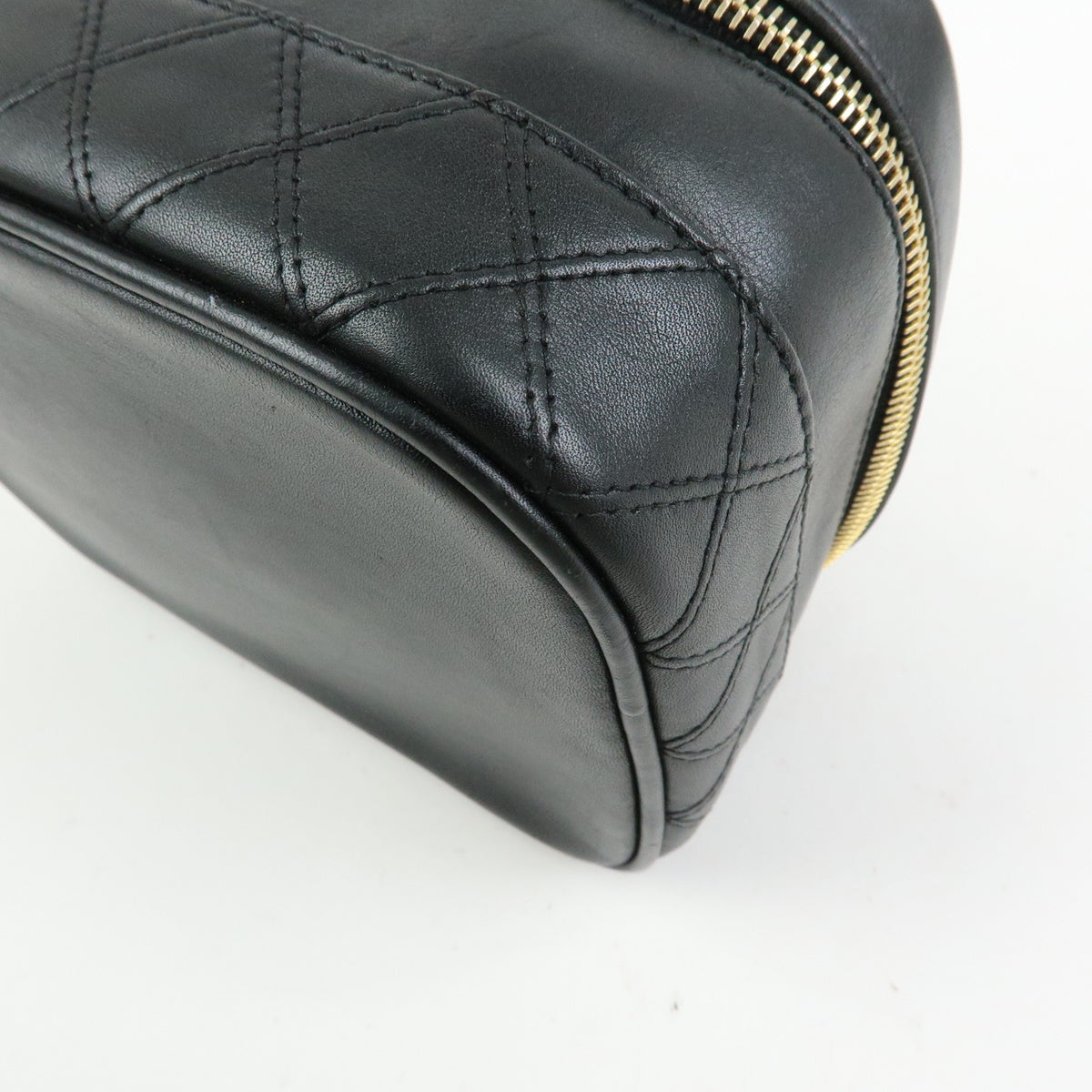 CHANEL Bicolore COCO Mark Calf Leather Vanity Bag Black A01618