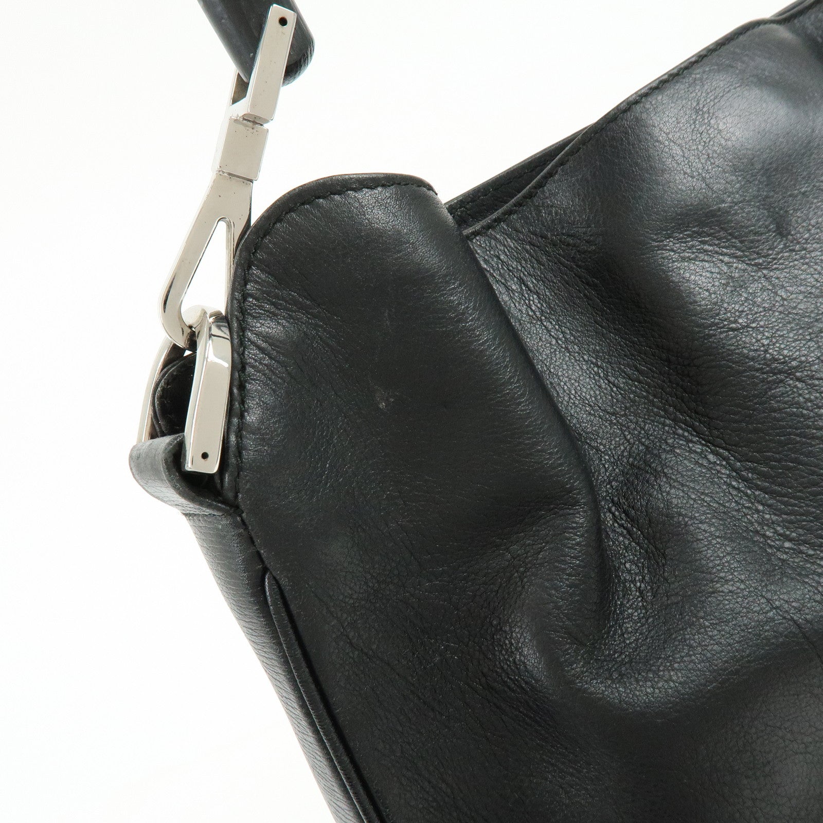 GUCCI Bamboo Leathe Hand Bag Shoulder Bag Black 001・4095