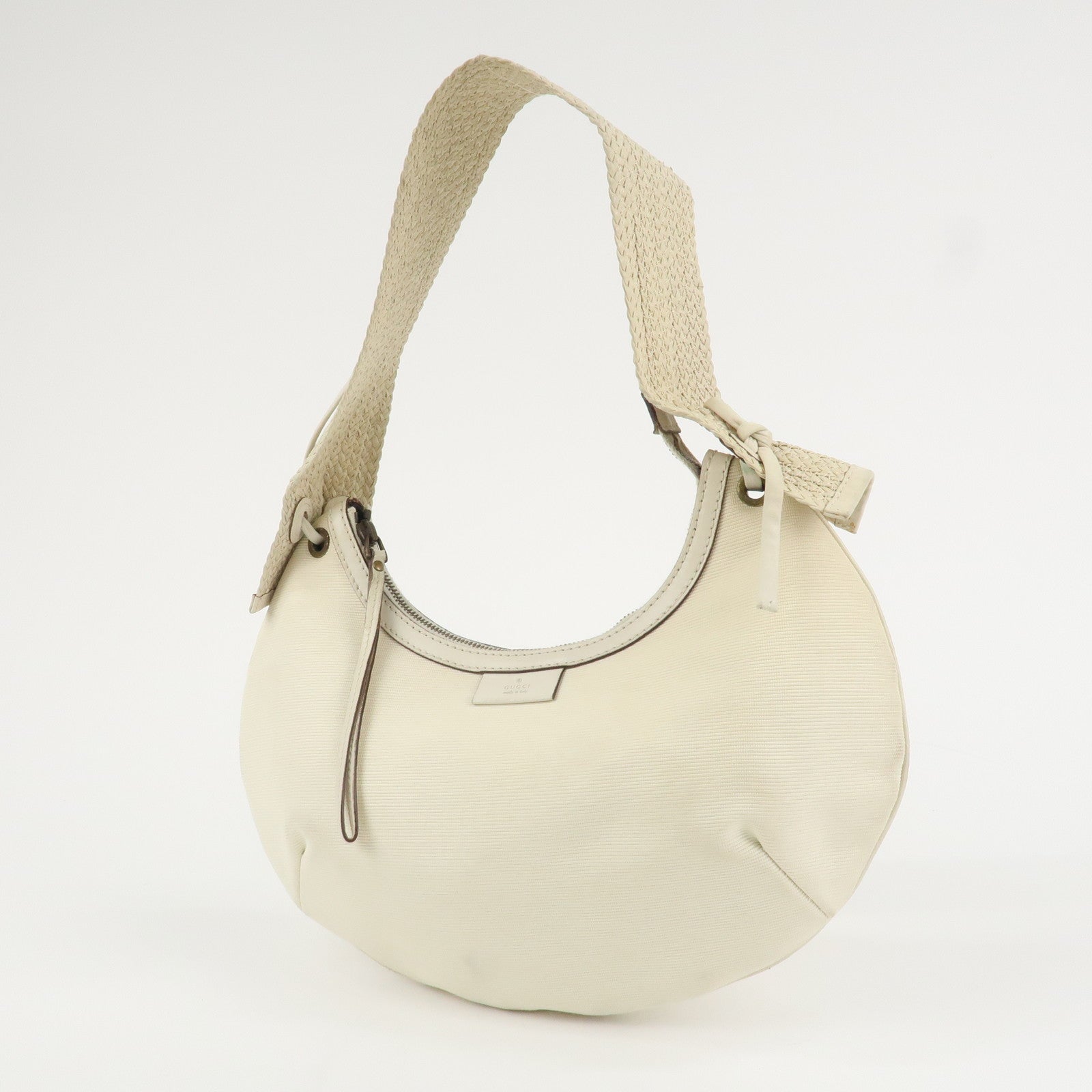 GUCCI Canvas Leather Hobo Bag Shoulder Bag Hand Bag Ivory 106293 Used