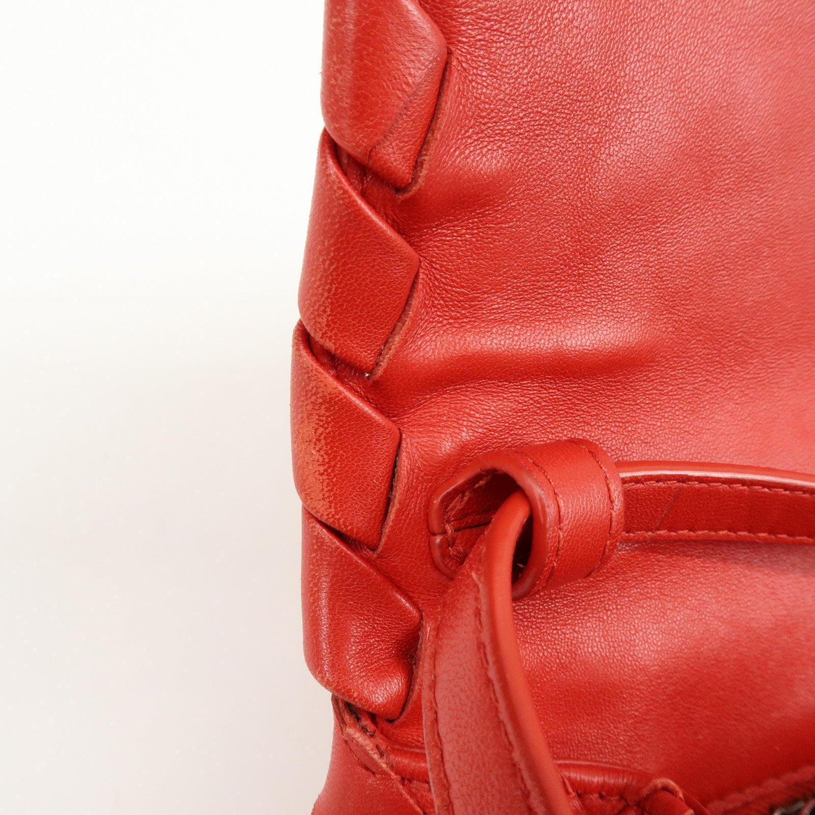 BOTTEGA VENETA Intrecciato Leather Shoulder Bag Crossbody Bag Red