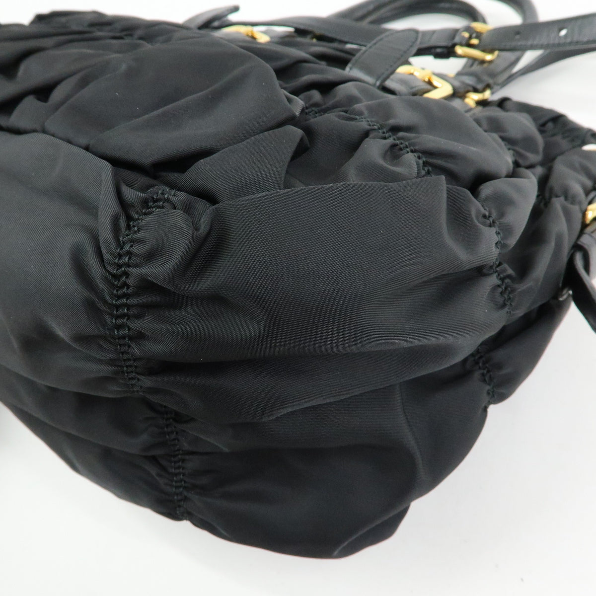 PRADA Nylon Leather TESSUTO GAUFRE 2WAY Tote Shoulder Bag Black BN1792