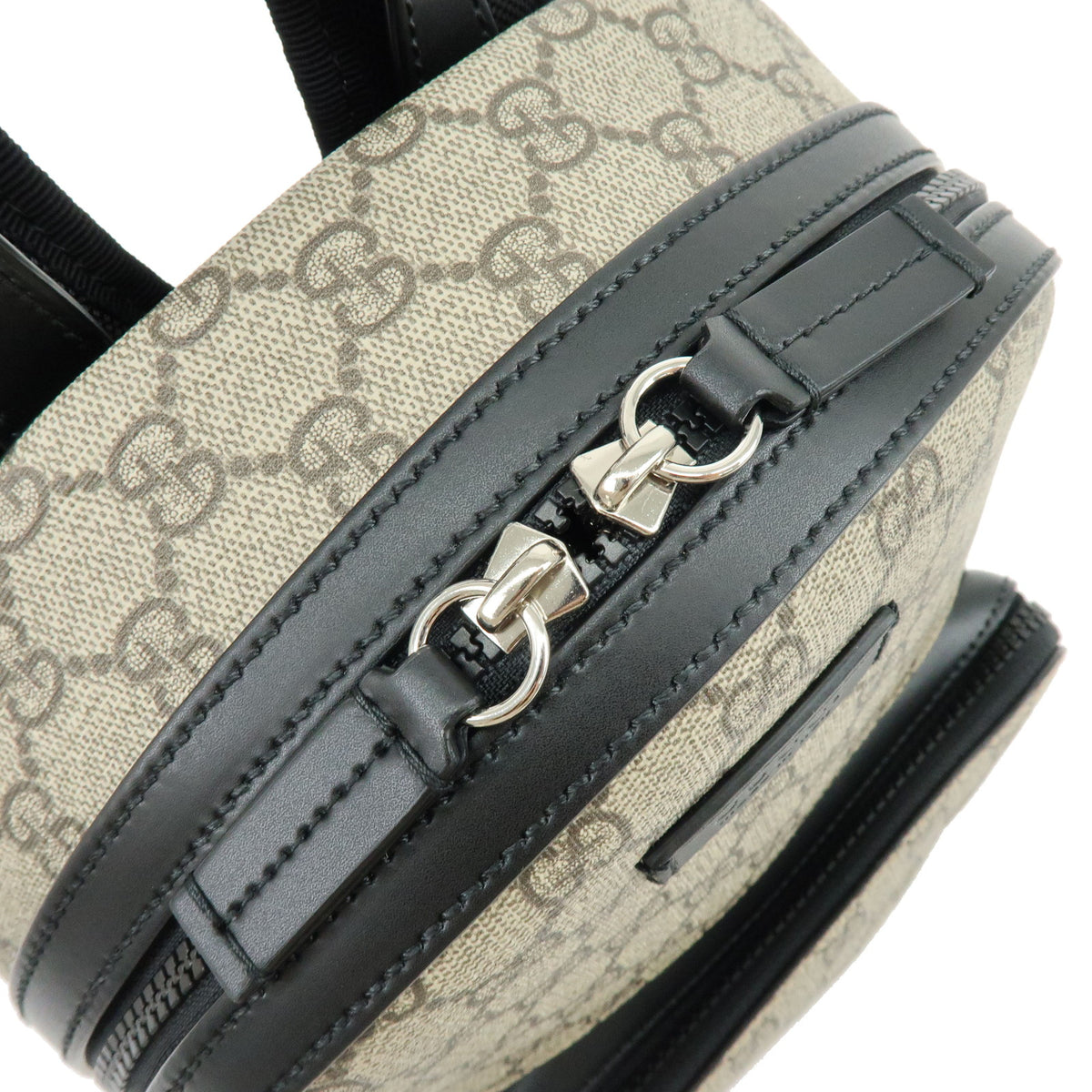 GUCCI GG Supreme Leather Back Pack Ruck Sack Beige Black 779869