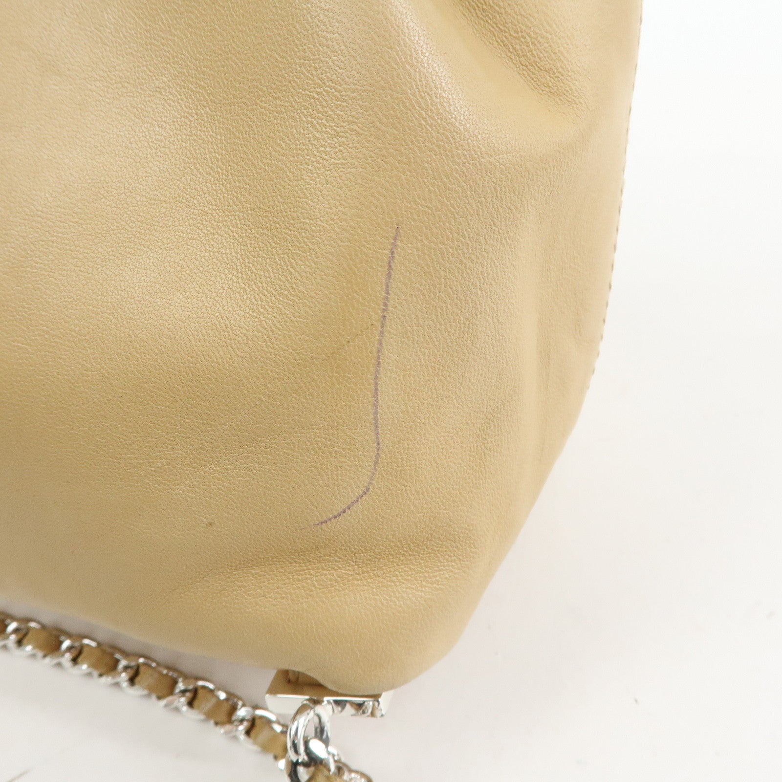 CHANEL COCO Mark Lamb Skin Backpack Shoulder Bag Beige