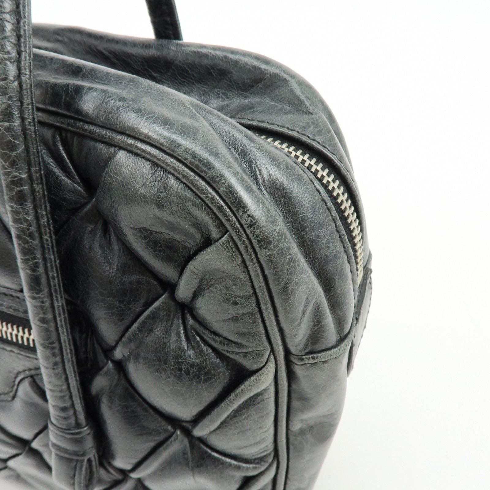 BALENCIAGA The Matelasse Leather Hand Bag Mini Boston Bag 182089