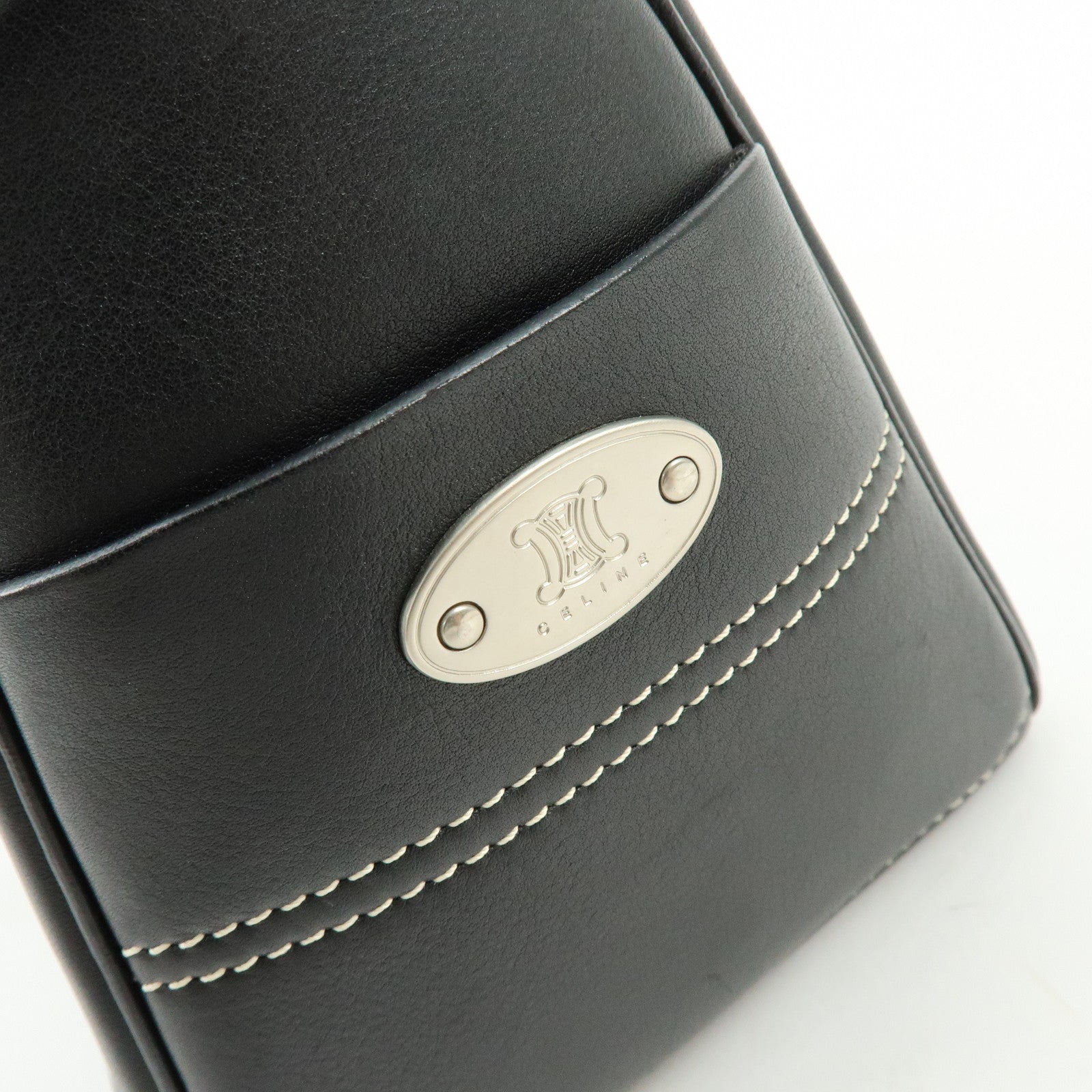CELINE Boogie Bag Leather Hand Bag Tote Bag Black