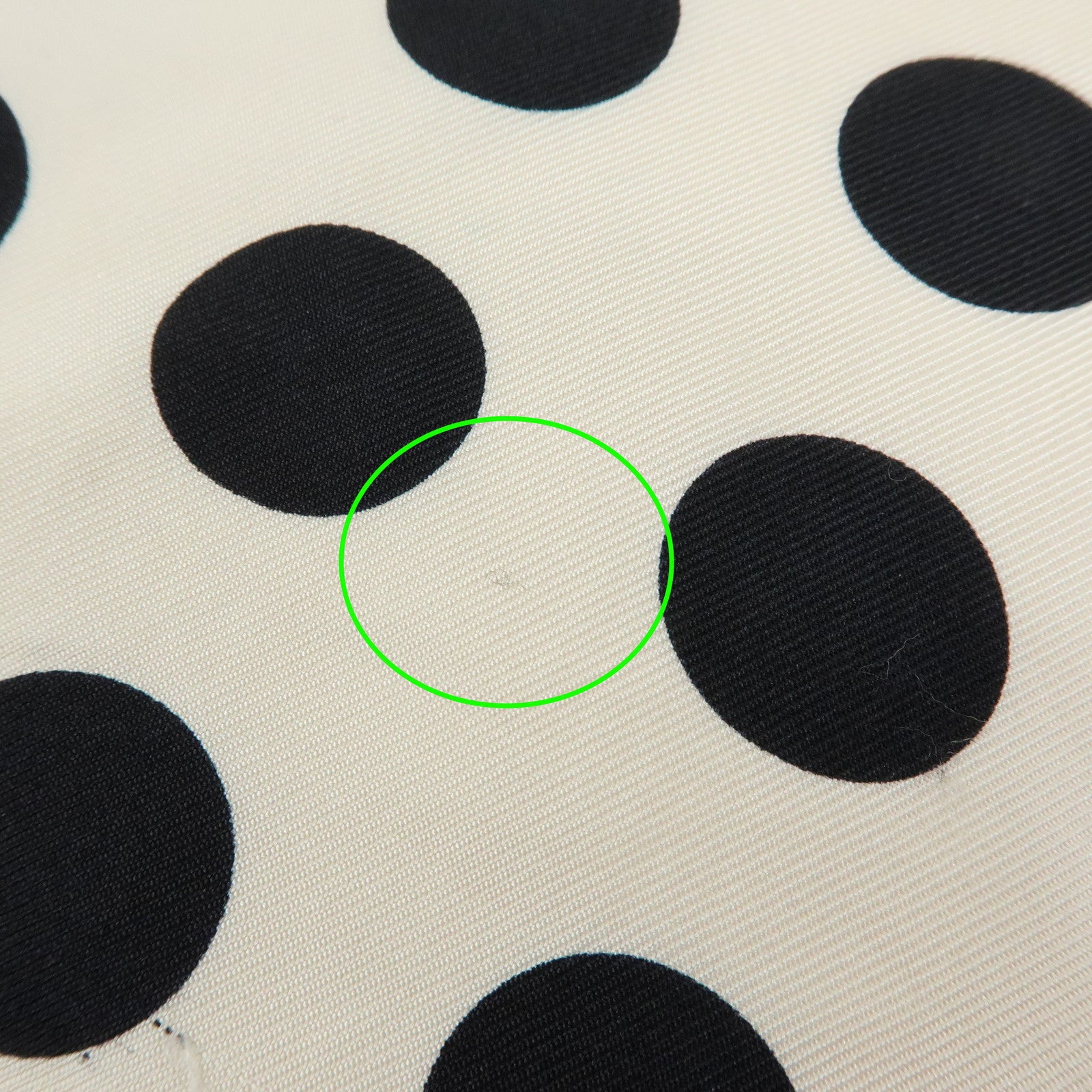 CHANEL COCO Mark Silk 100% Scarf Dot Pattern Clover Ivory Black