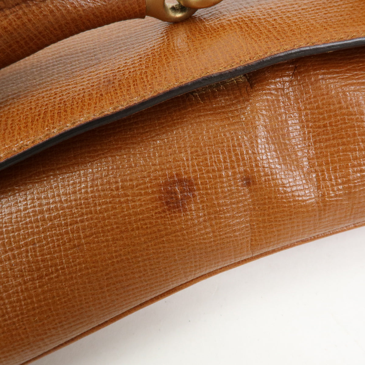 GUCCI Horsebit Leather Chain Shoulder Bag Hand Bag Brown 120134