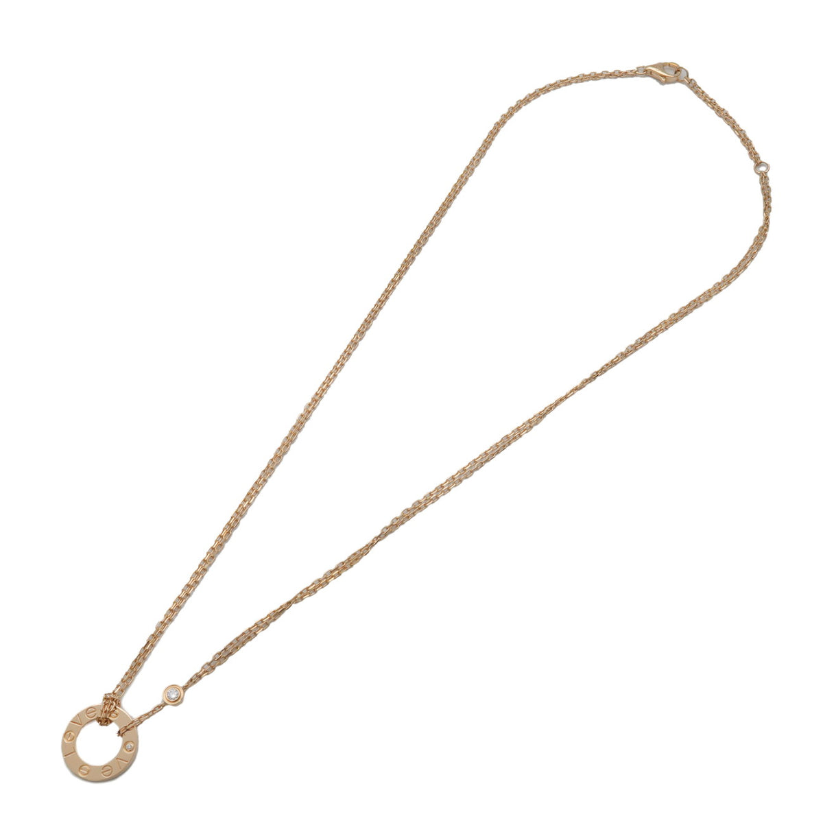 Cartier Love Circle 2P Diamond Necklace K18 750YG Yellow Gold