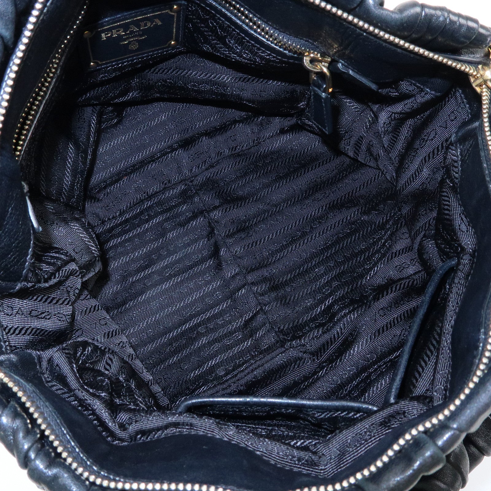 PRADA Logo Nappa Leather 2Way Bag Hand Bag Shoulder Bag Black