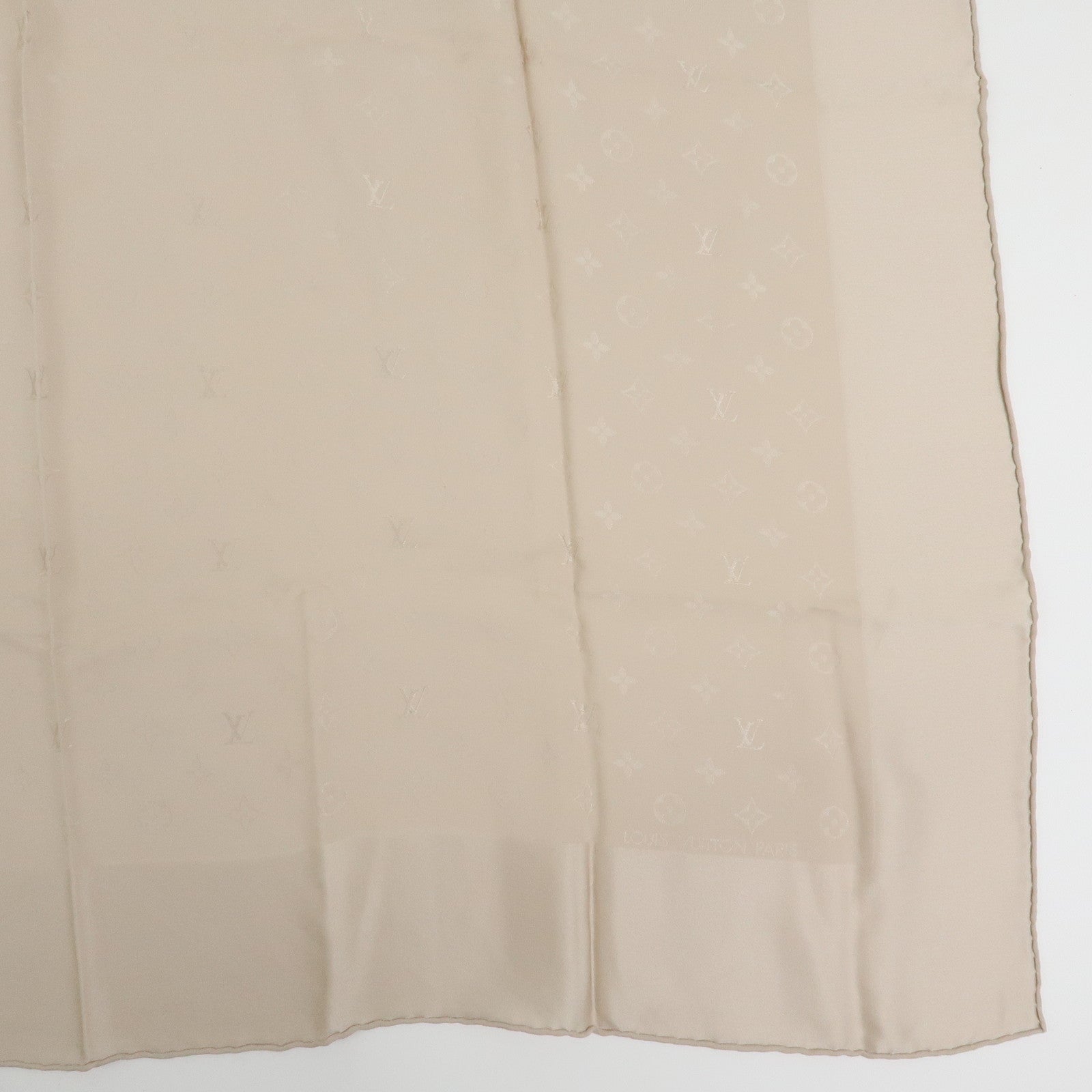 Louis Vuitton Monogram Silk 100% Scarf Shawl Beige