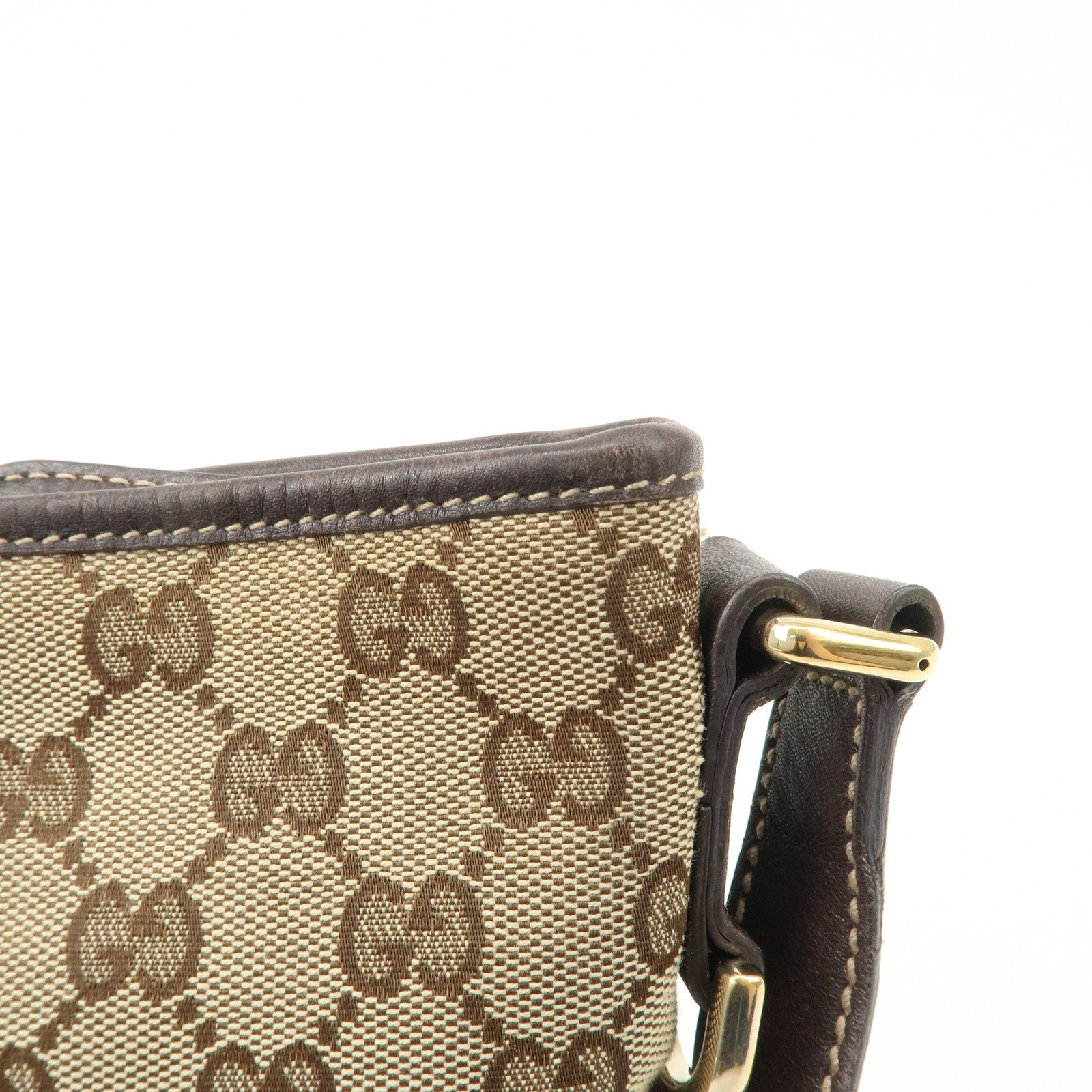 GUCCI New Brit GG Canvas Leather Shoulder Bag Beige Brown 169998 Used