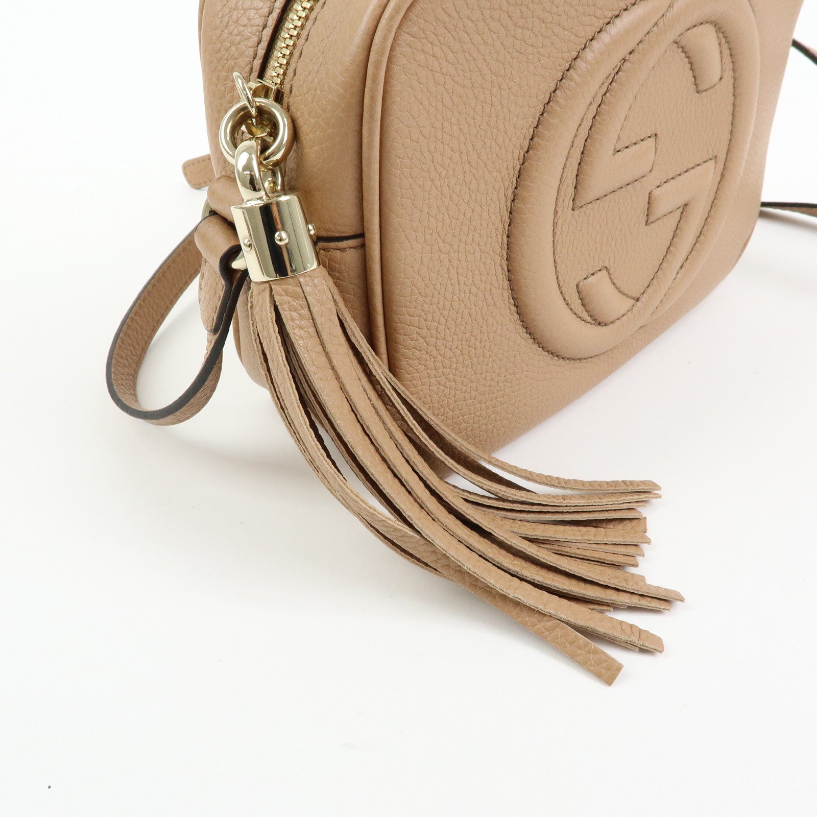 GUCCI SOHO Interlocking G Leather Small Disco Bag Beige 308364