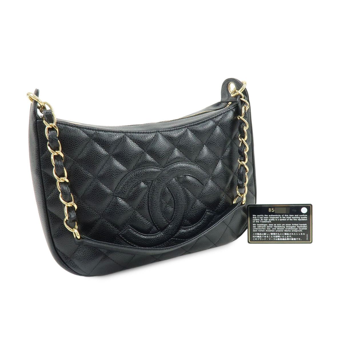 CHANEL COCO Mark Caviarskin Chain Shoulder Bag Black A20993