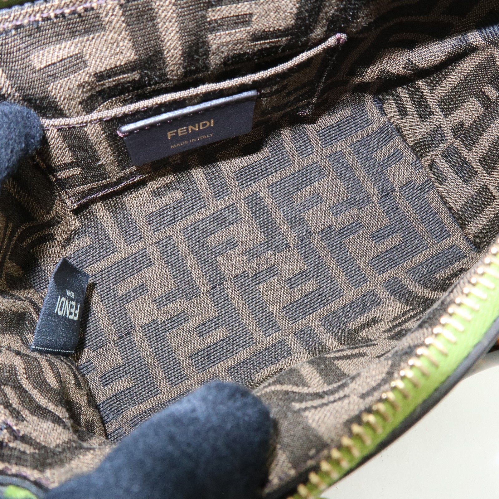 FENDI By the Way Leather 2Way Bag Mini Hand Bag Lime Green 8BS067