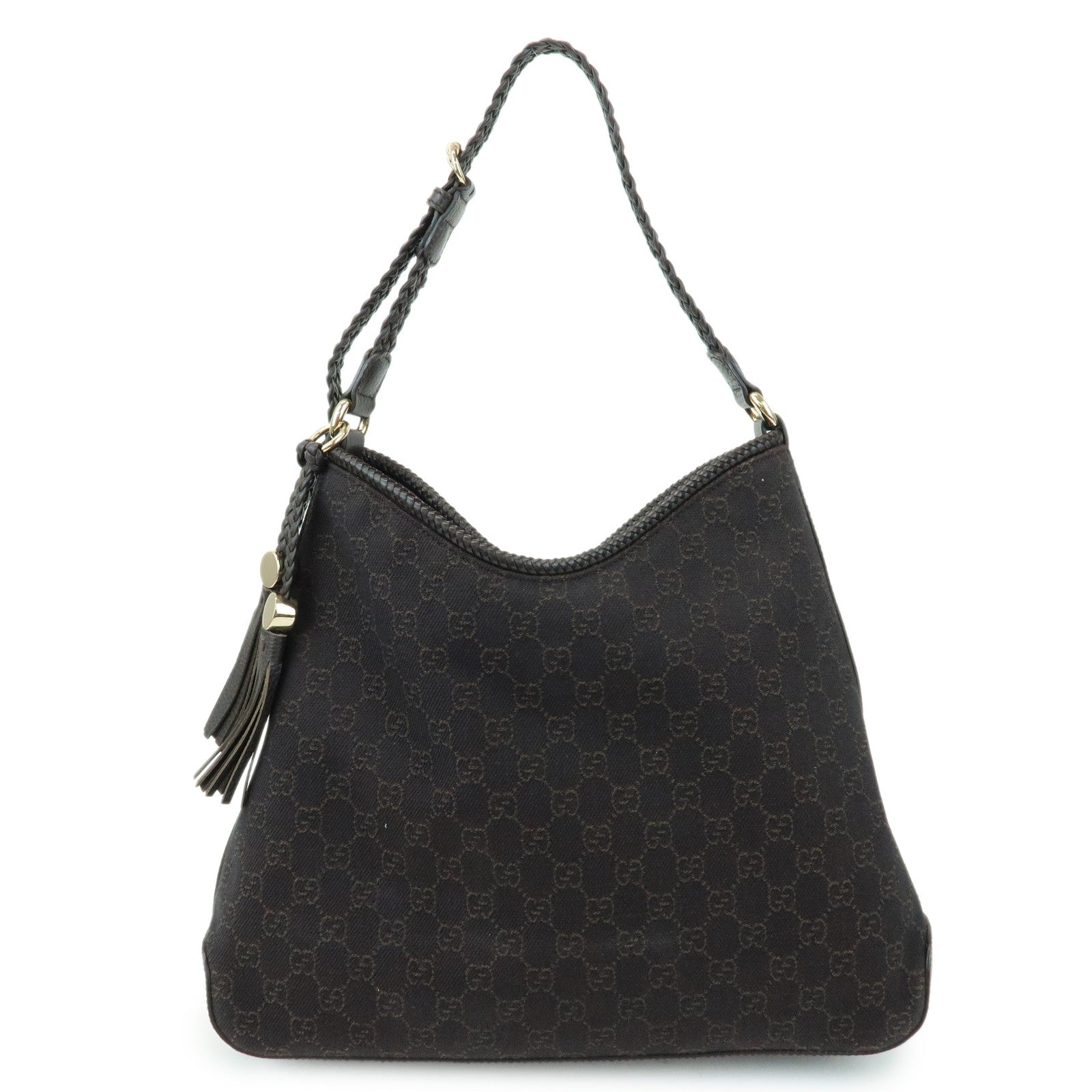 GUCCI GG Denim Leather Shoulder Bag Hand Bag Brown 336659
