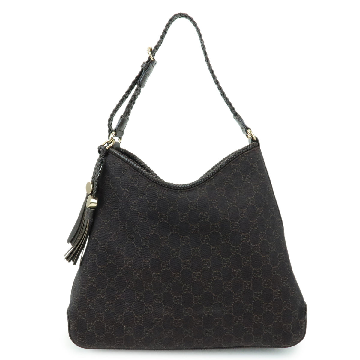 GUCCI GG Denim Leather Shoulder Bag Hand Bag Brown 336659