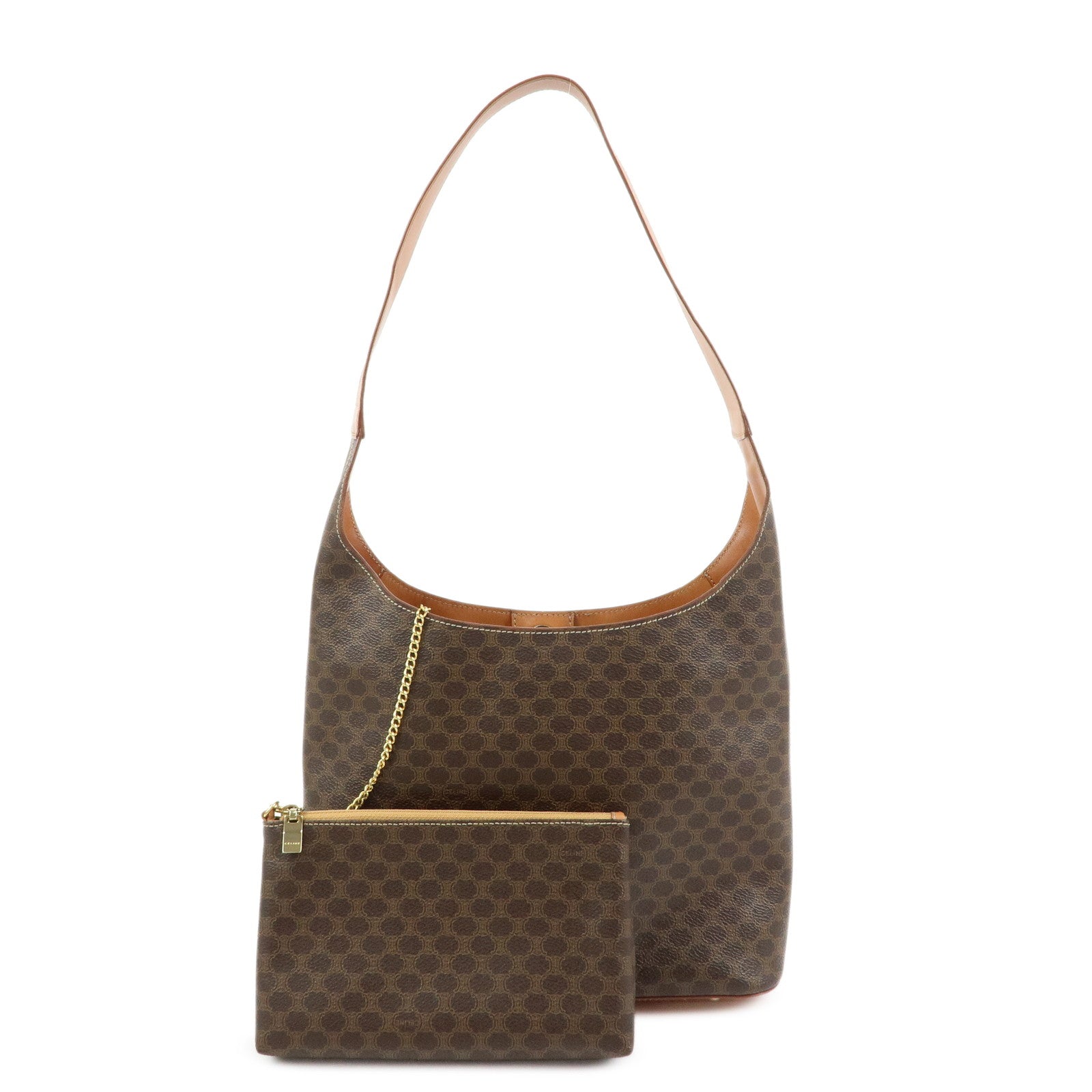 CELINE Macadam PVC Leather Shoulder Bag Brown