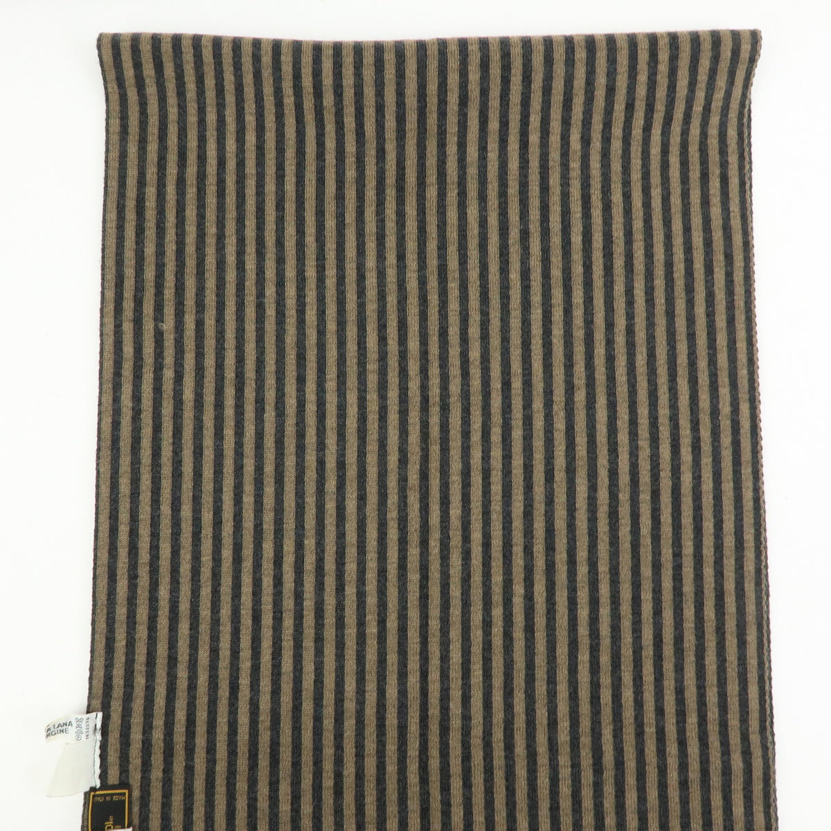 FENDI Zucca Pequin Wool 100% Knitted Shawl Scarf Brown